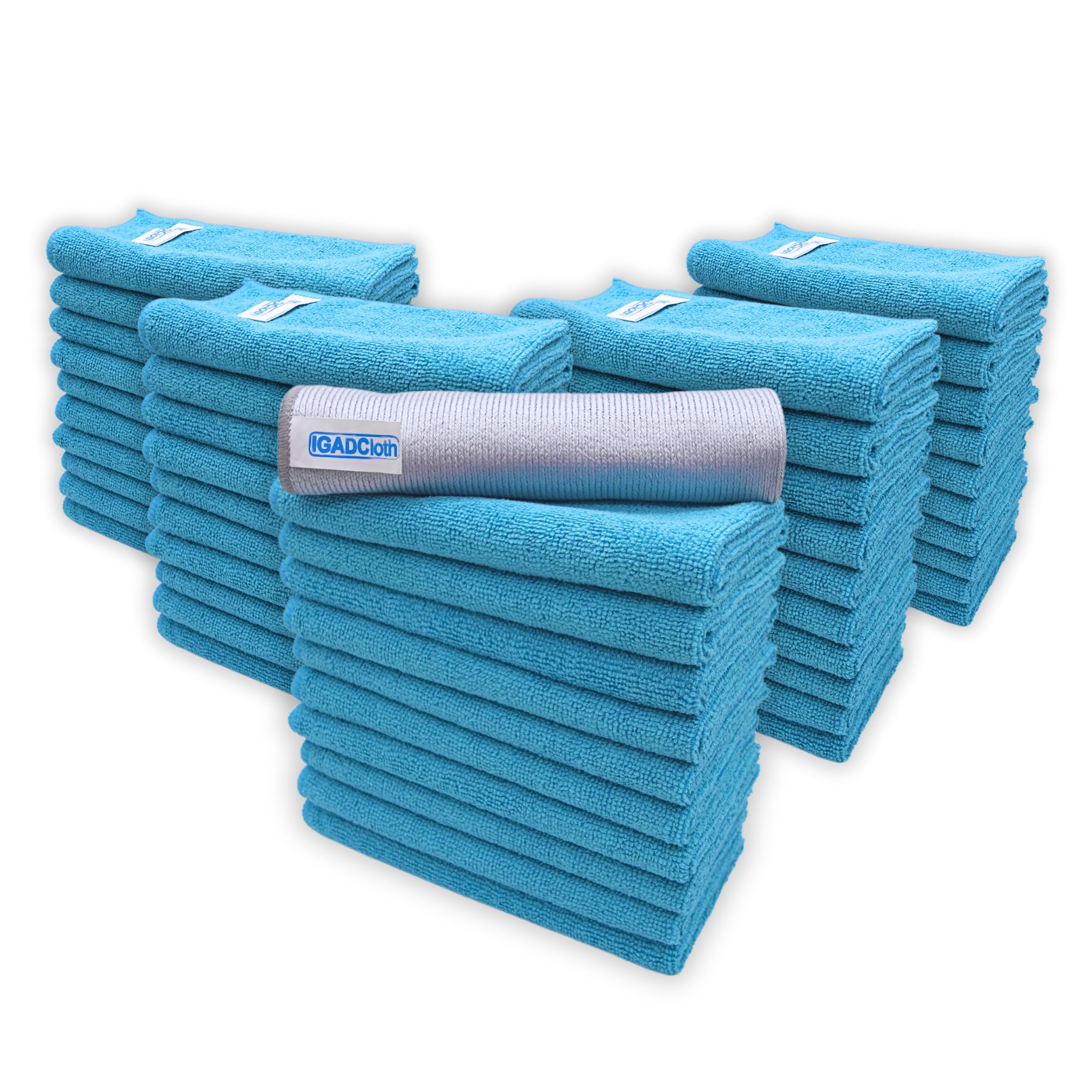 IGAD IGADCloth 50 Blue Microfibre Cleaning Cloths 40x40cm + 1 free glass cloth, Durable Cleaning Cloths for a Pristine Clean, Ideal Microfiber Cloth for all Surfaces