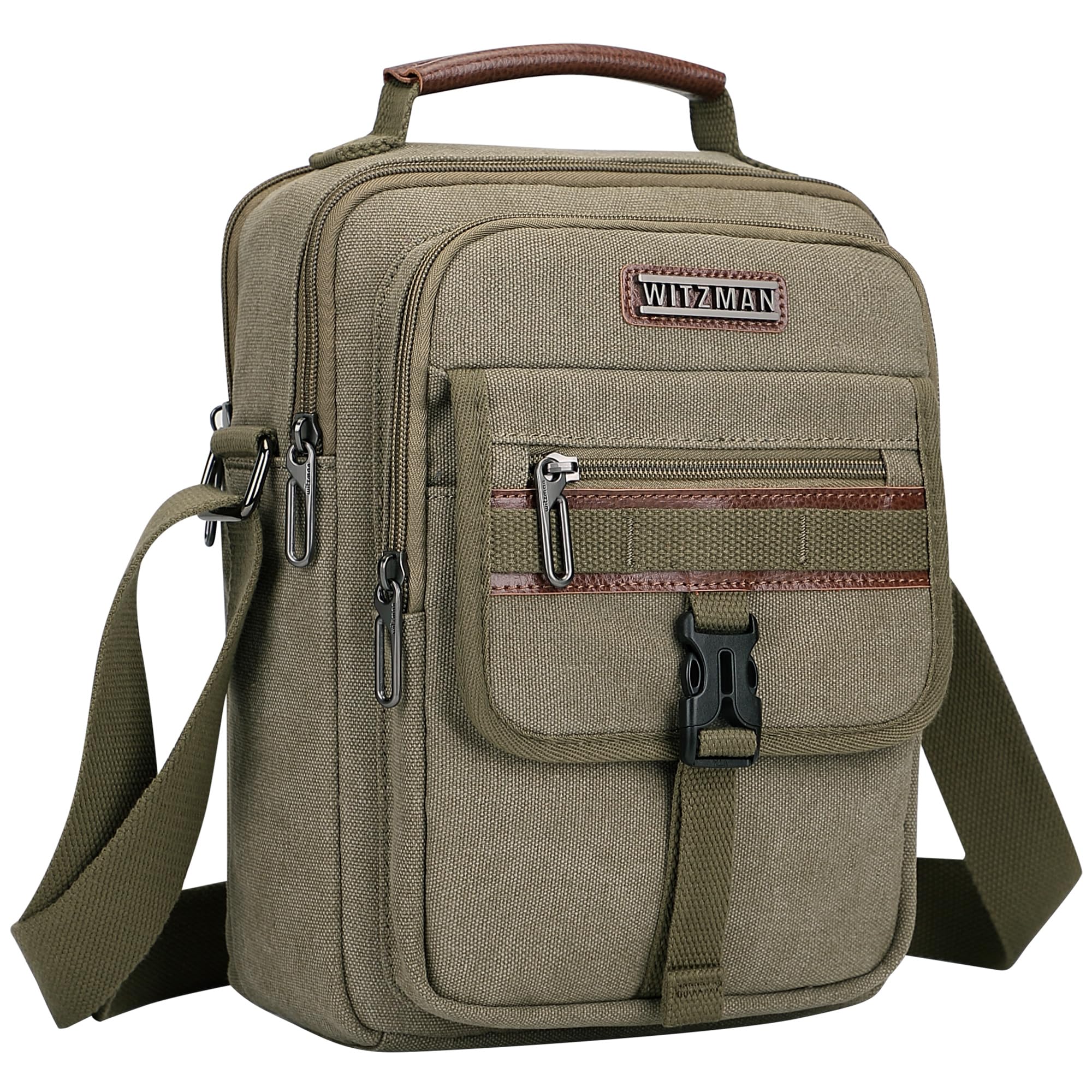Crossbody Bag for Men Canvas Messenger Bags Vintage Man Purse Small Casual Shoulder Bag for Work Traveling-image-4