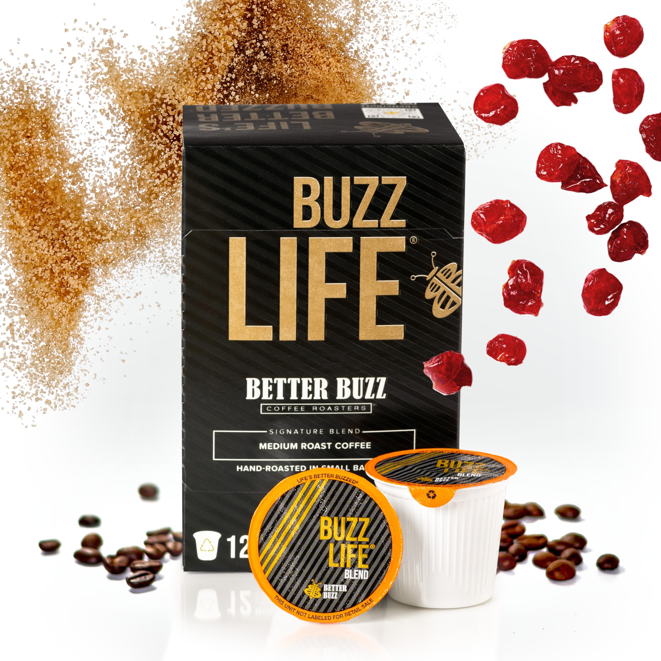 Better Buzz Life Blend (Buzz Life) Single Serve Coffee Pods Medium Roast, 12 Count (Pack of 1), Small Batch Roasted Arabica Coffee Beans, K-Cup Compatible