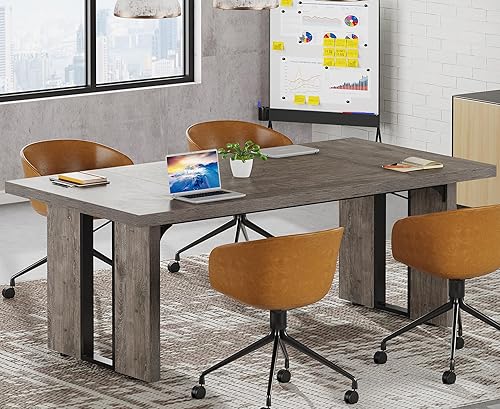 Tribesigns Mesa de conferencias rectangular de 6 pies, 70.9 pulgadas de largo x 31.5 pulgadas de ancho para 6 personas, mesa de seminarios para