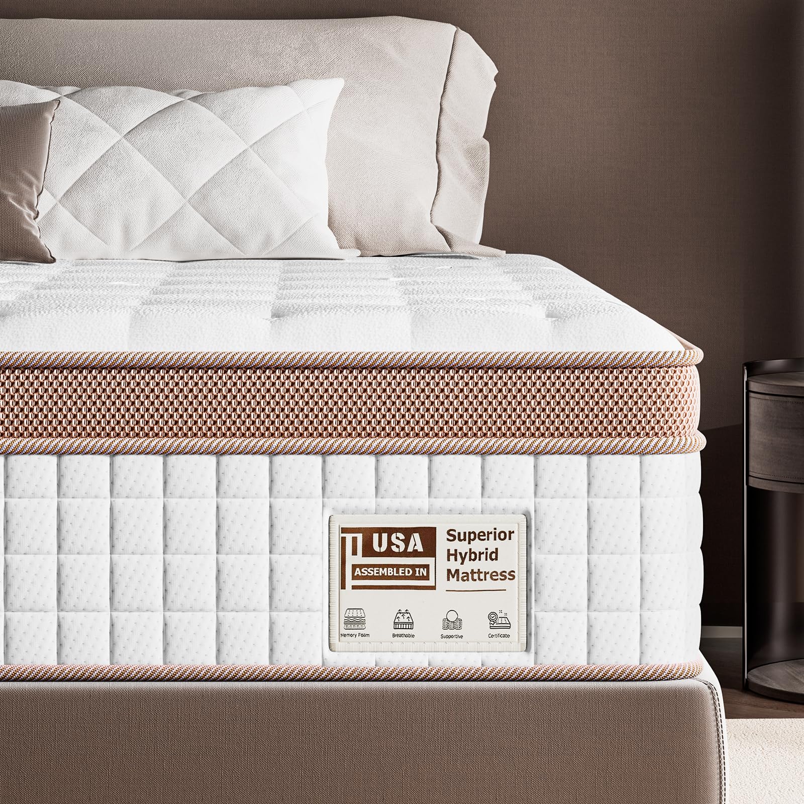 FP FLEXPEDIC Mattress Queen Size 12 inch - Medium Firm Hybrid Mattress in a Box with Back & Lumbar Support, 366 Night Trial, Individual Pocket Spring Bed for Motion Isolation, CertiPUR-US Certified