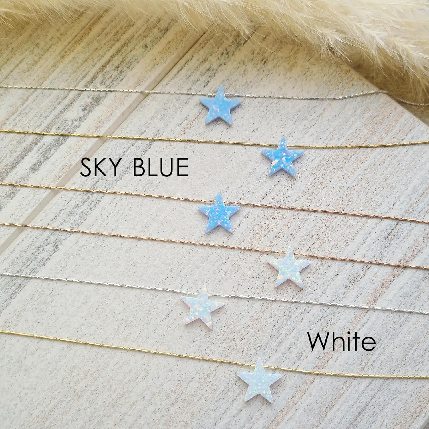 Opal Star Necklace - Sterling Silver or Gold Filled, Dainty Adjustable Choker, White or Blue Star Charm Jewelry for Women - Image 8