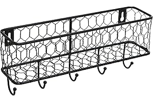 MyGift Wall Mounted Metal Entryway Mail Holder and Key Organizer Rack with 5 Hooks