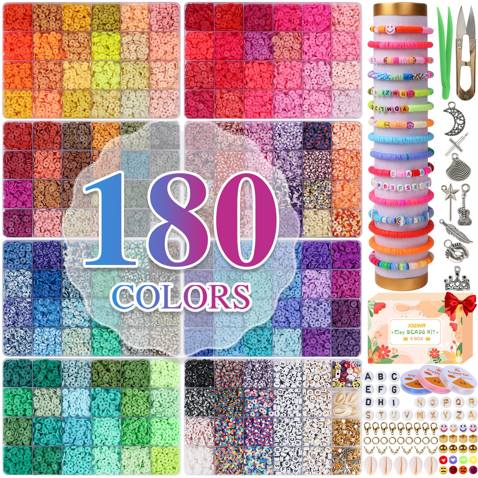 XSEINO 37300+ Pcs Clay Beads Bracelet Making Kit