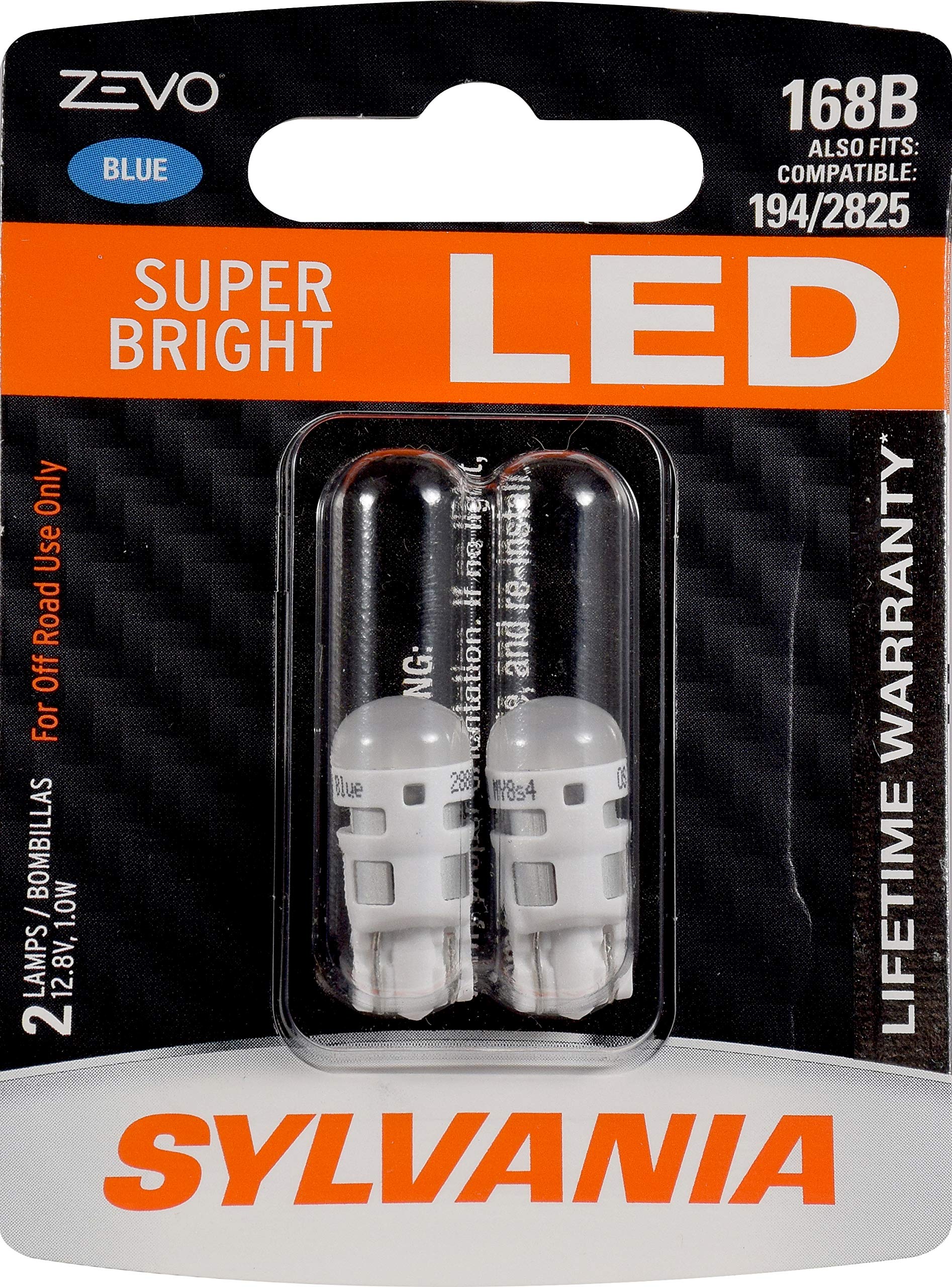 SYLVANIA ZEVO 168 T10 W5W Blue LED Bulb, (Contains 2 bulbs)