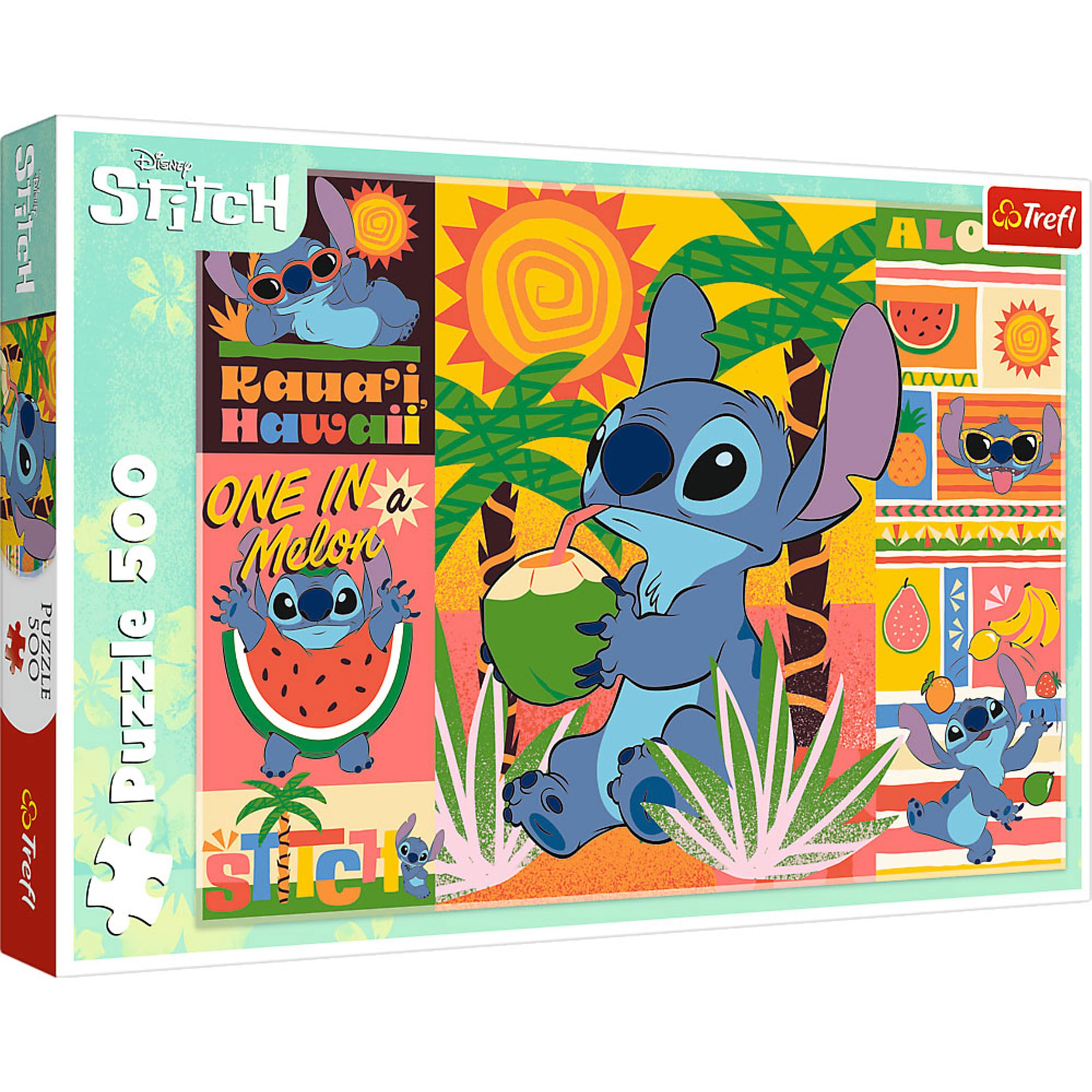 Trefl Lilo, 37483 Holiday with Stitch 500 Pieces Te with the Hero of the Disney Animated Movie, Creative Entertainment, Fun, Classic Puzzle for Adults and Children from 10 Years, Multicoloured, 37483