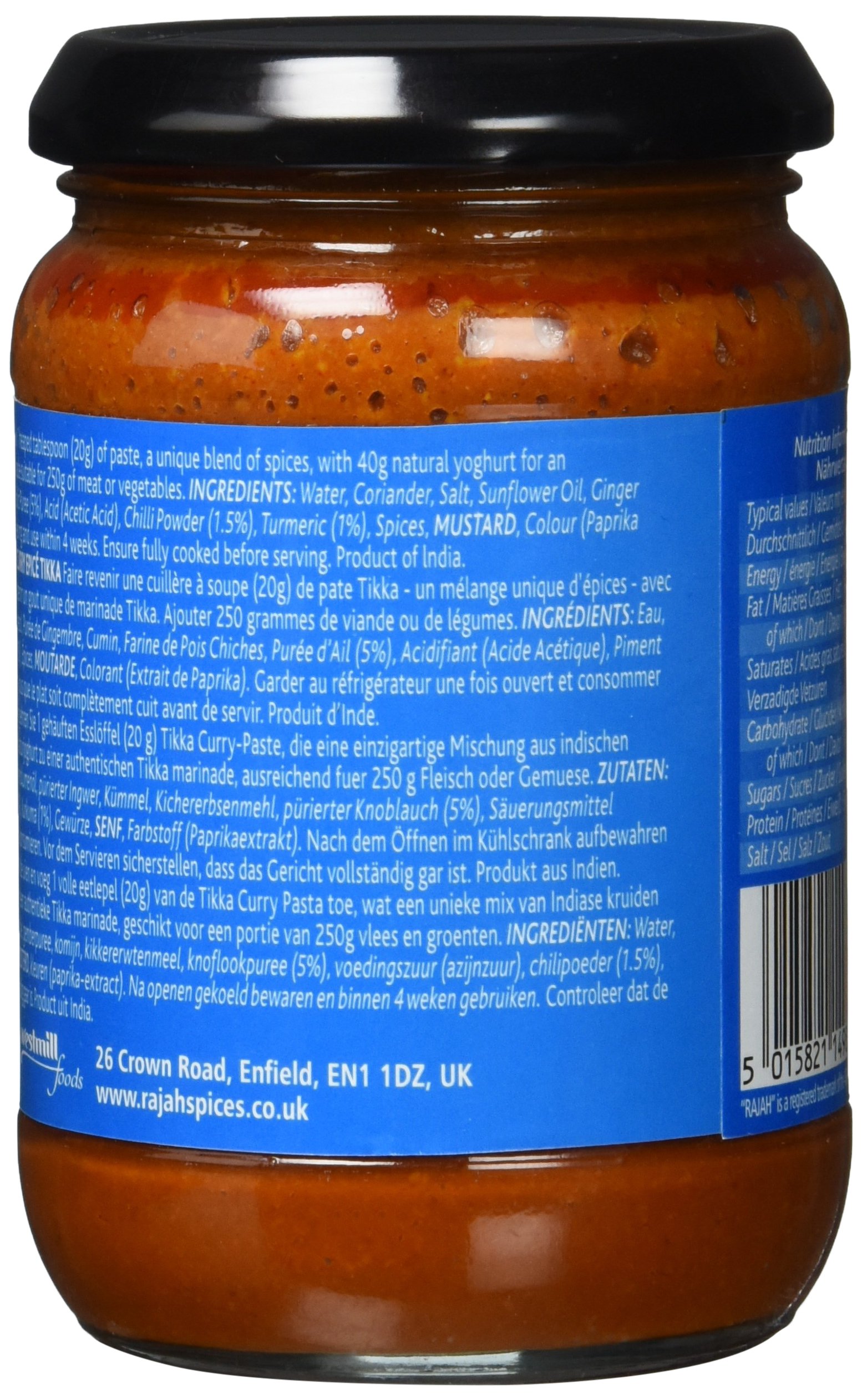 Rajah Tikka Currypaste – Scharfe Gewürzpaste angelehnt an das beliebte englische Tikka-Curry – Ideal zum Würzen von Fleisch, Fisch oder Gemüse – 1 x 300 g