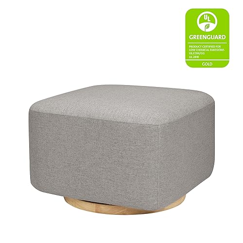Miniatura 4 de Babyletto Kiwi - Otomana deslizante en tejido ecológico gris rendimiento con base de madera clara, repelente al agua y resistente a las manchas,