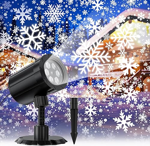 GUSODOR - Proyector de luces de Navidad para exteriores, proyector dinámico de copo de nieve IP65, impermeable, luces de proyección de nieve para