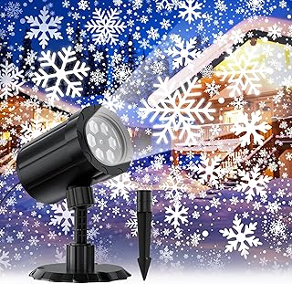 GUSODOR - Proyector de luces de Navidad para exteriores, proyector dinámico de copo de nieve IP65, impermeable, luces de proyección de nieve para interiores y exteriores, decoración de Navidad