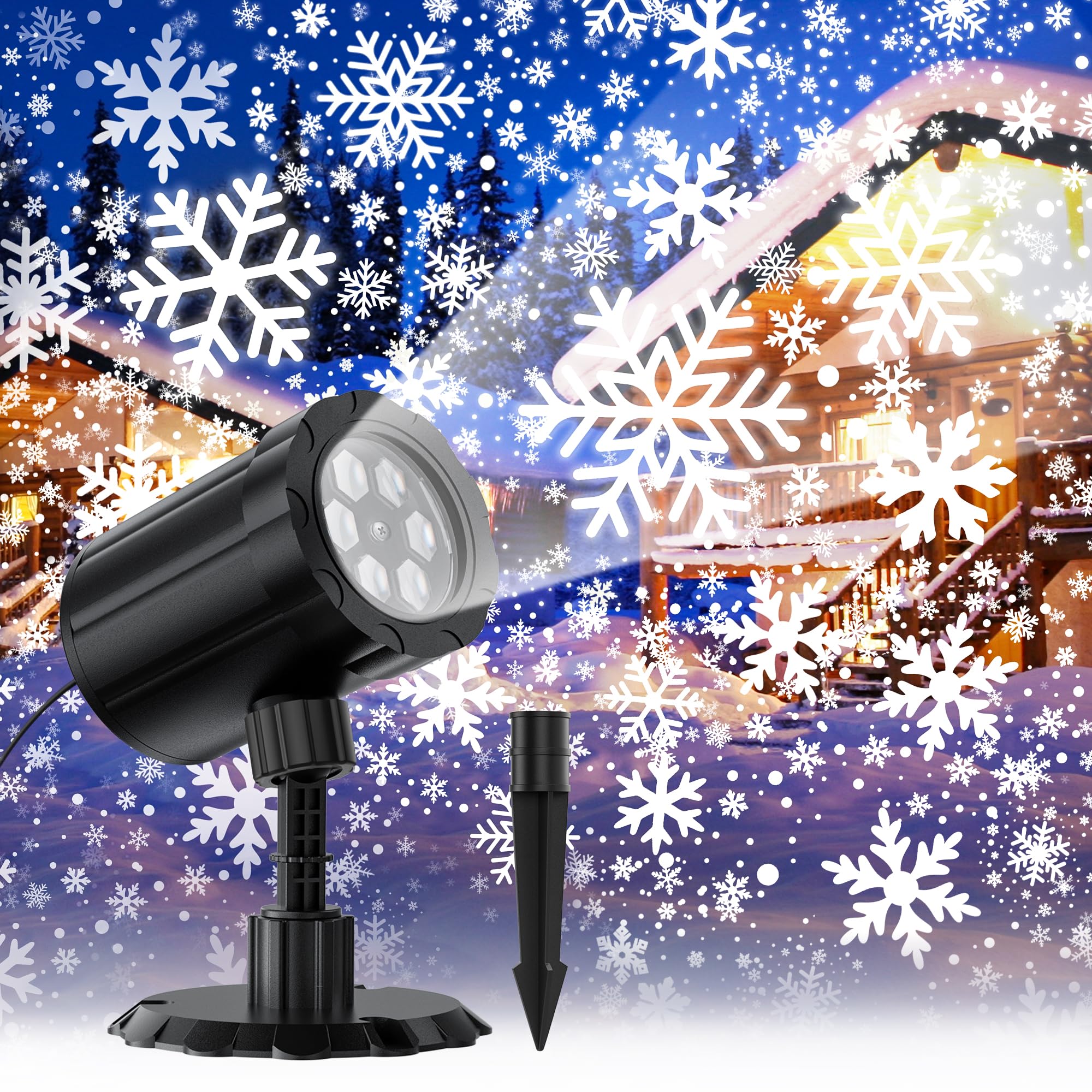 GUSODOR Dynamic Snowflake Projector Lights