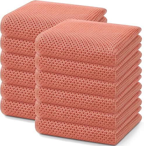 Miniatura 167 de Homaxy Paños de cocina de 100% algodón con tejido gofre, toallas de cocina ultra suaves, absorbentes, de secado rápido, 12 x 12 pulgadas, paquete