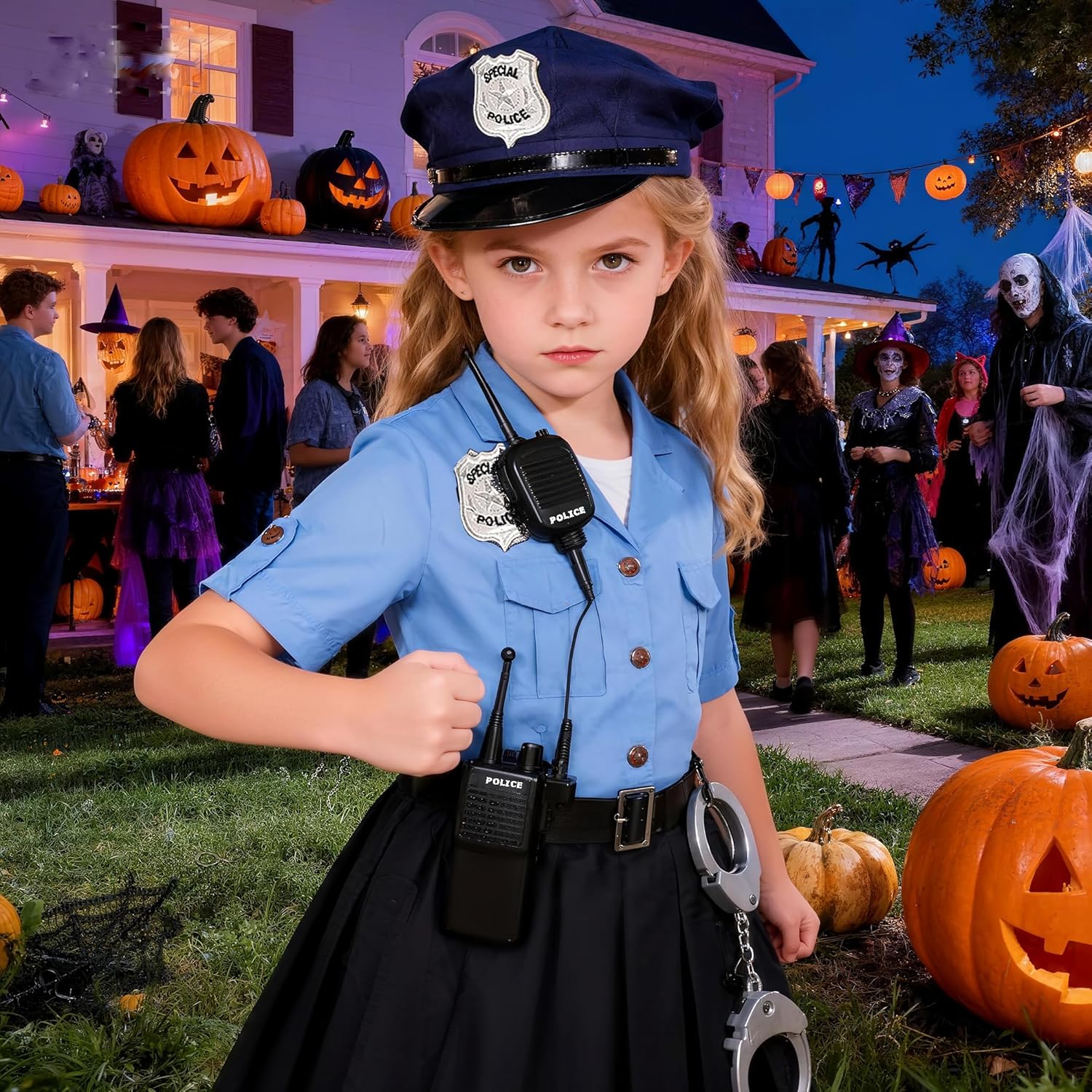 KIDIN Police Officer Costume for Kids Cop Costume for Girls’ Police Dress Up Halloween Cosplay Birthday Gift - Image 5