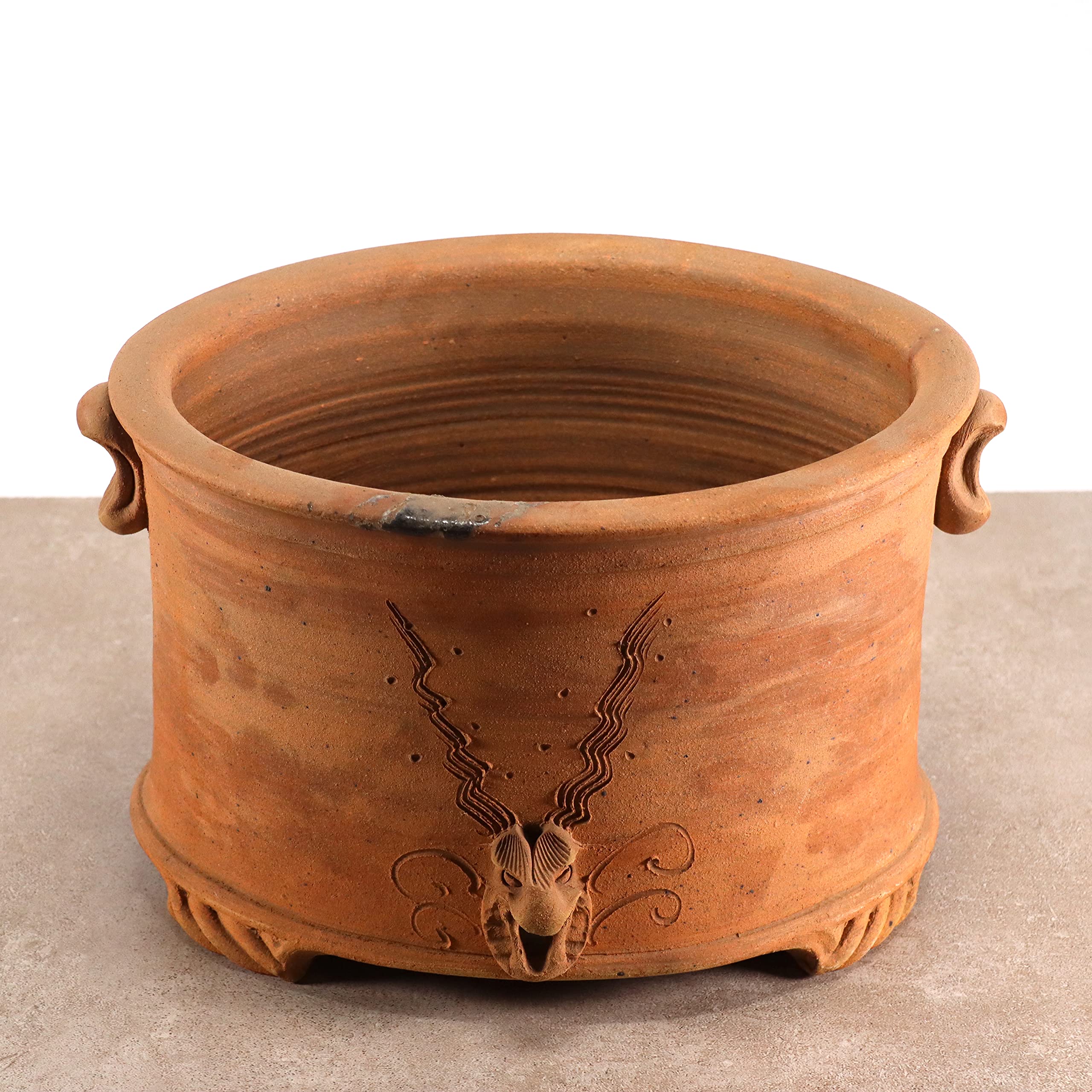 Palatina Werkstatt Vaso ovale in terracotta, realizzato a mano, per balcone, giardino, terrazza, (L)