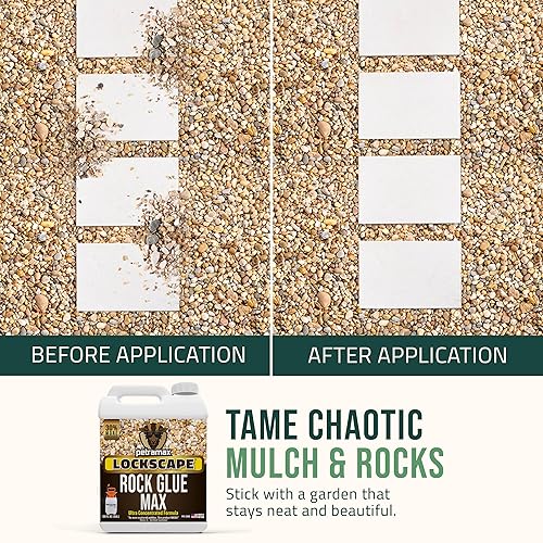 Miniatura 2 de Petra Max Rock Glue para paisajismo, 1 galón - Cobertura amplia y pegamento para mantillo seguro para mascotas para rocas - Bloquear