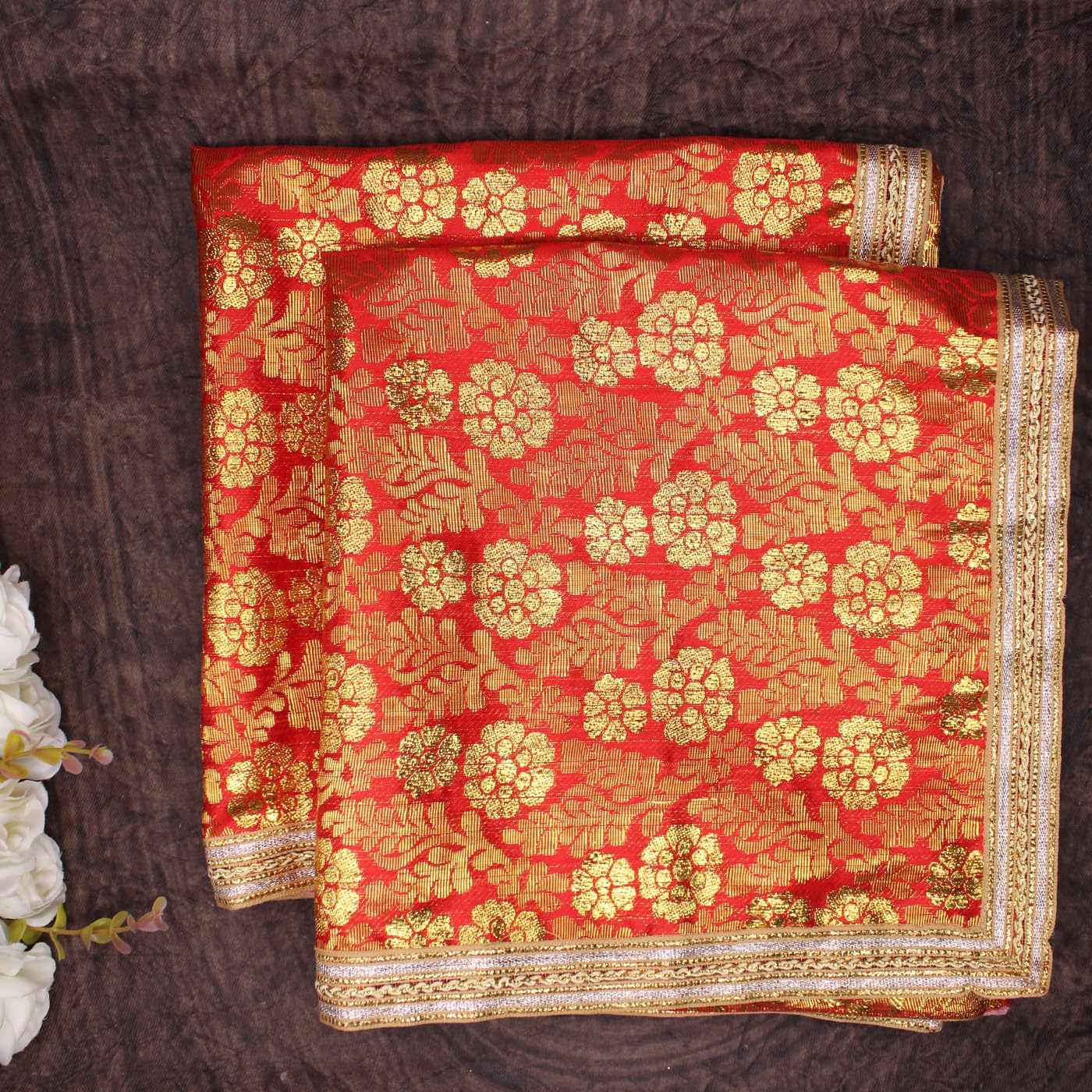 Prime Combo of 2 Pcs Multipurpose Square Shape Designer Pooja Mat Aasan Cloth/Kapda for Mandir,Temple, Home, Office, Base, Chowki, Slab Pack of 1-image-29
