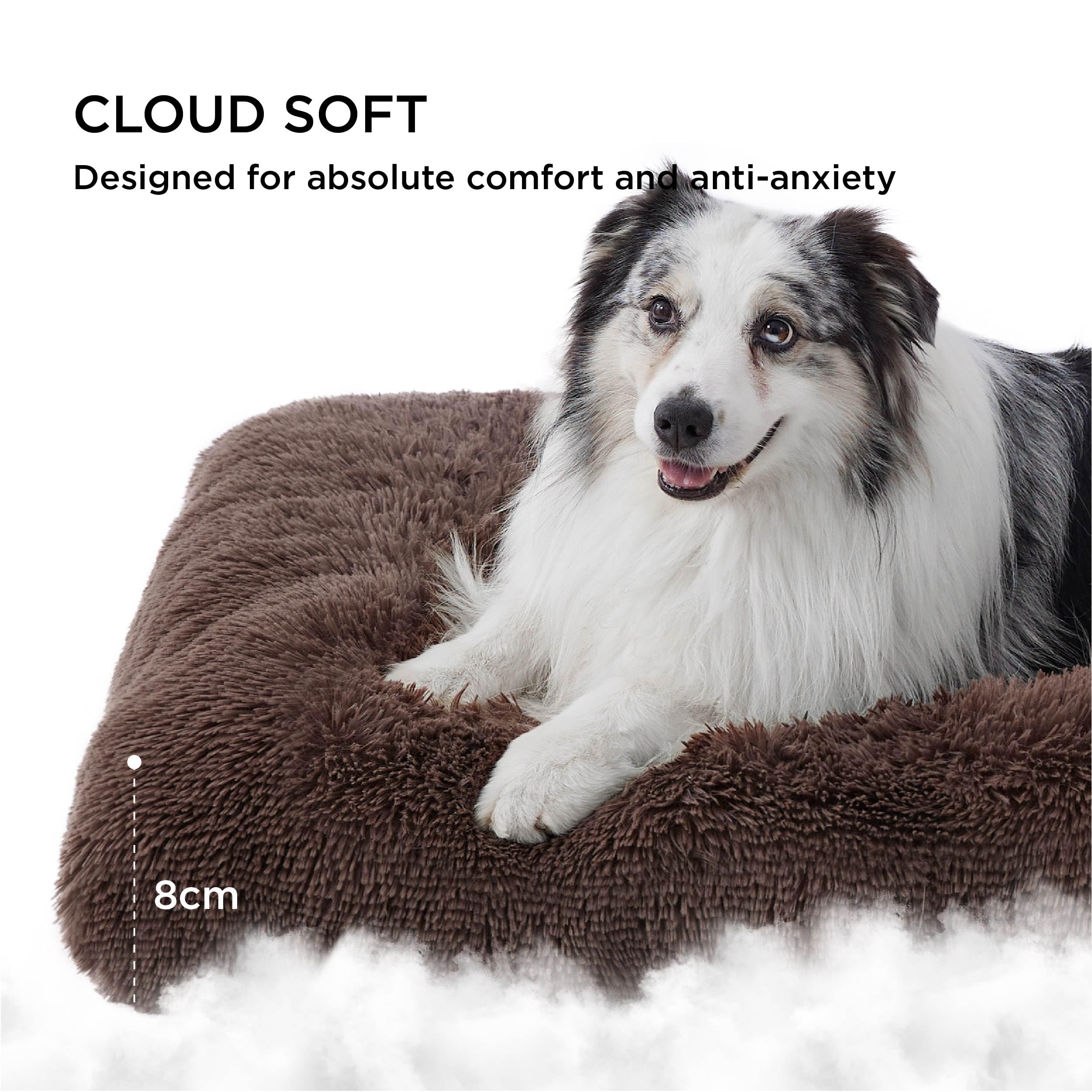 Bedsure Hondenbenchmatras voor Middelgrote Honden - Zachte Wasbare Matras voor Grote Puppy's en Katten, Ontspannend Anti-Stress Kussen met Antislip Onderkant, Kameel, 74 x 53 cm