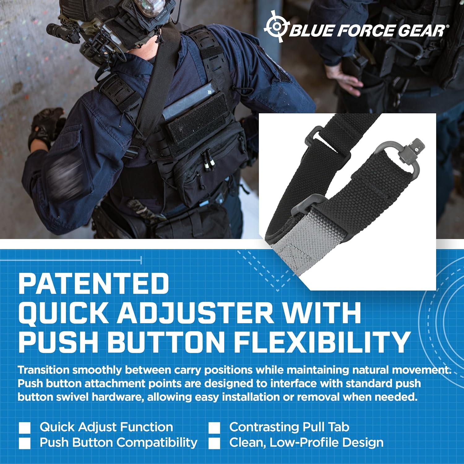 Blue Force Gear Push Button Sling - 2-Point Adjustable Sling