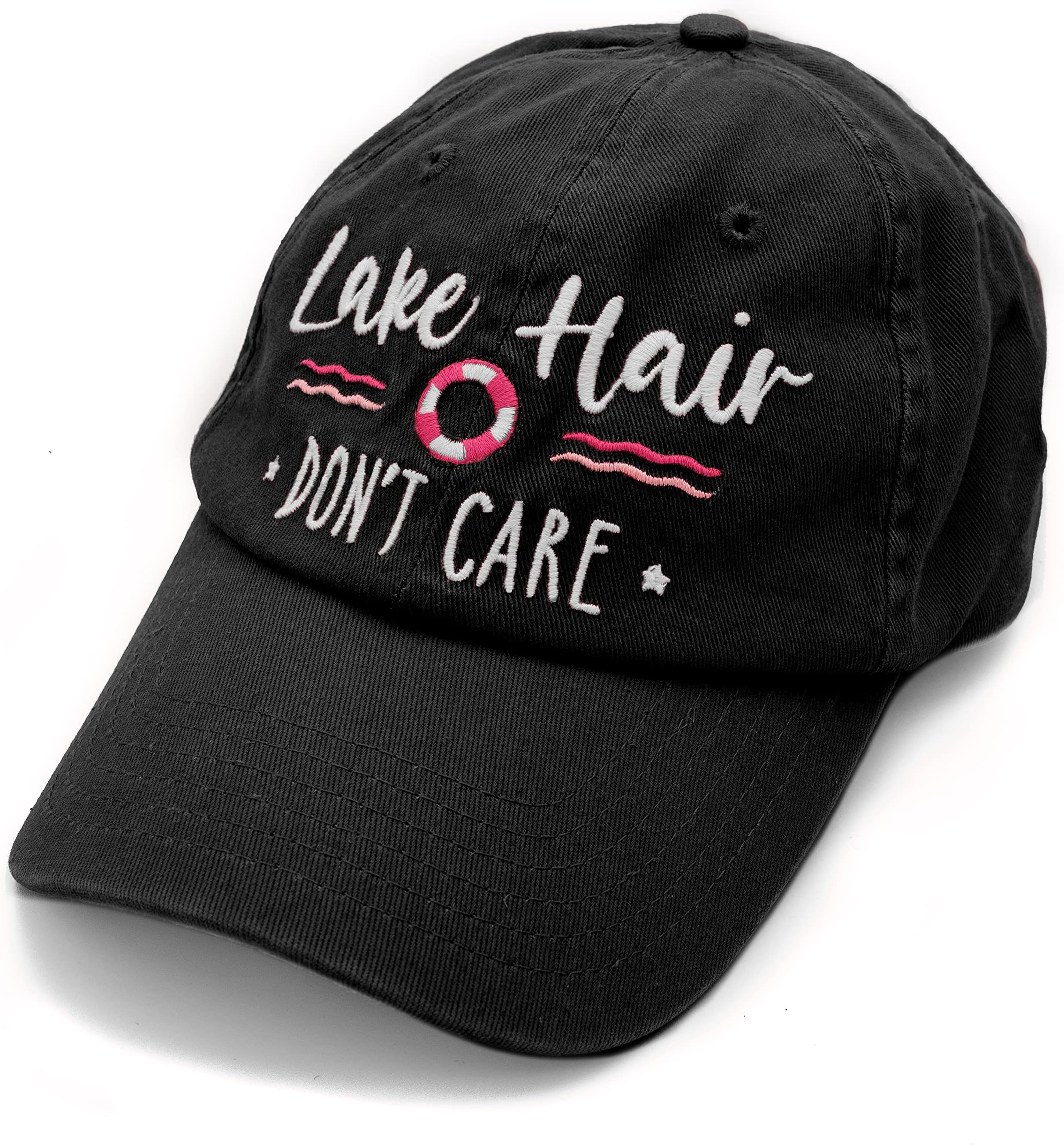 Lifecraft Lake Hair Don't Care Embroidered Adjustable Womens Baseball Boater Hat