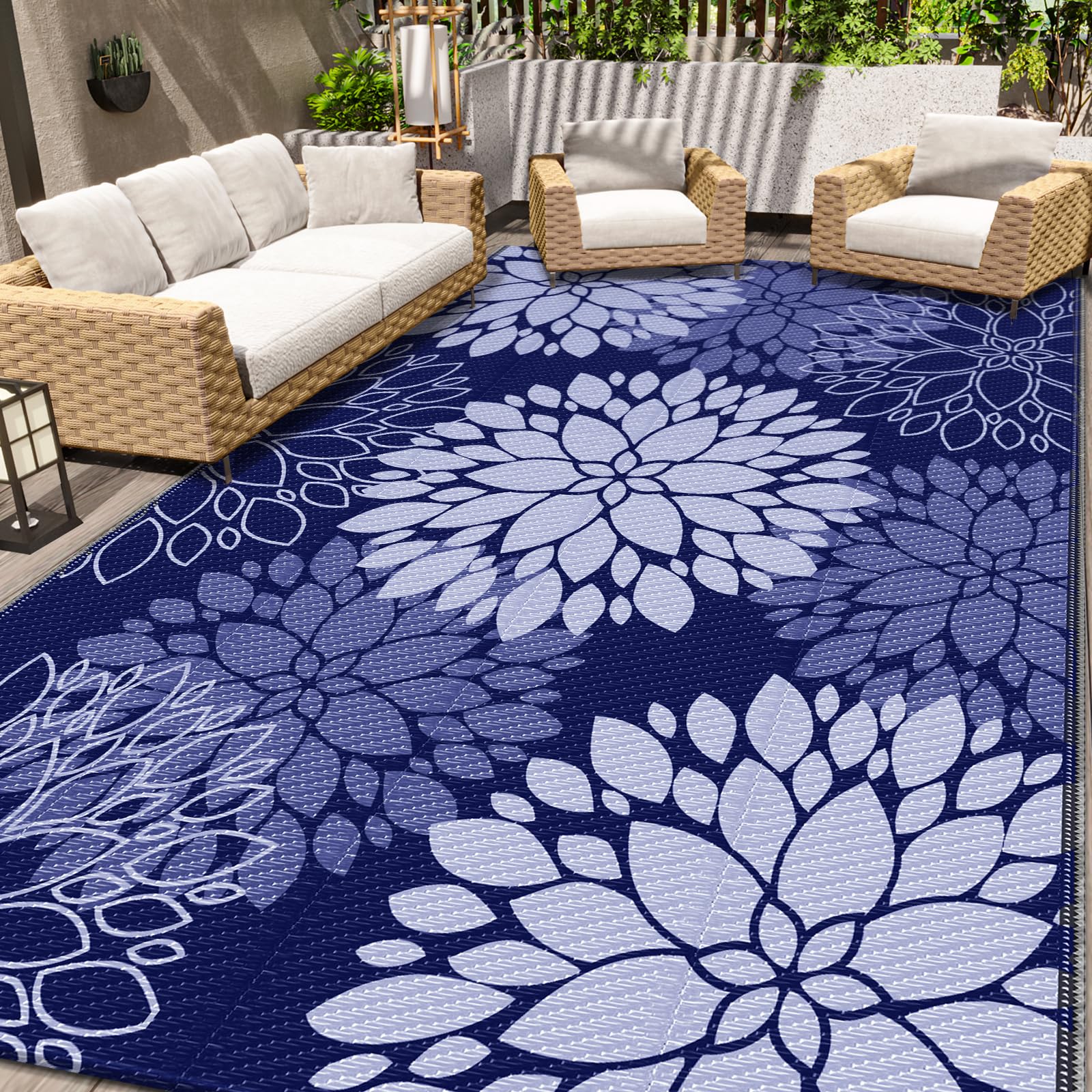 LuxStep Outdoor Rug Waterproof Outdoor Plastic Straw Rug Reversible Patio Rug Mat Outdoor Decor Large Area Mats for RV, Picnic, Backyard, Deck,