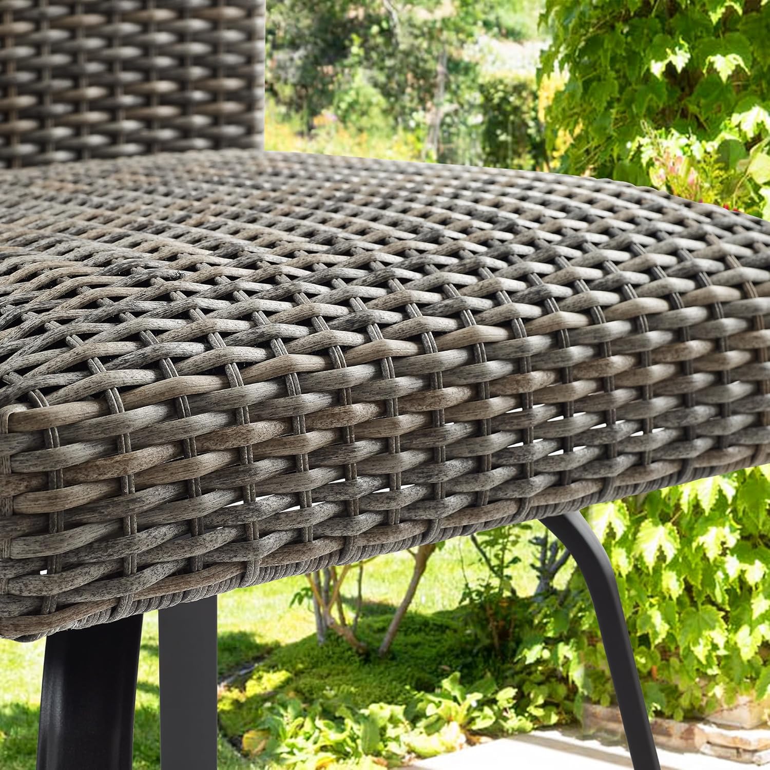 Ulax furniture Set of 2 Outdoor Swivel Bar Stools - Bar Height Patio Chairs with Wicker Padding