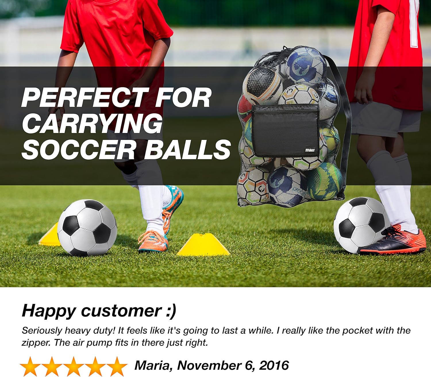 Extra Large Heavy Duty Soccer Ball Mesh Bag for Sports, Beach and Swimming Gears. Adjustable Shoulder Strap Made to Fit Adults & Kids. Secure Side Zipper Pocket for Personal Items. 40x30 in, Black : Everything Else