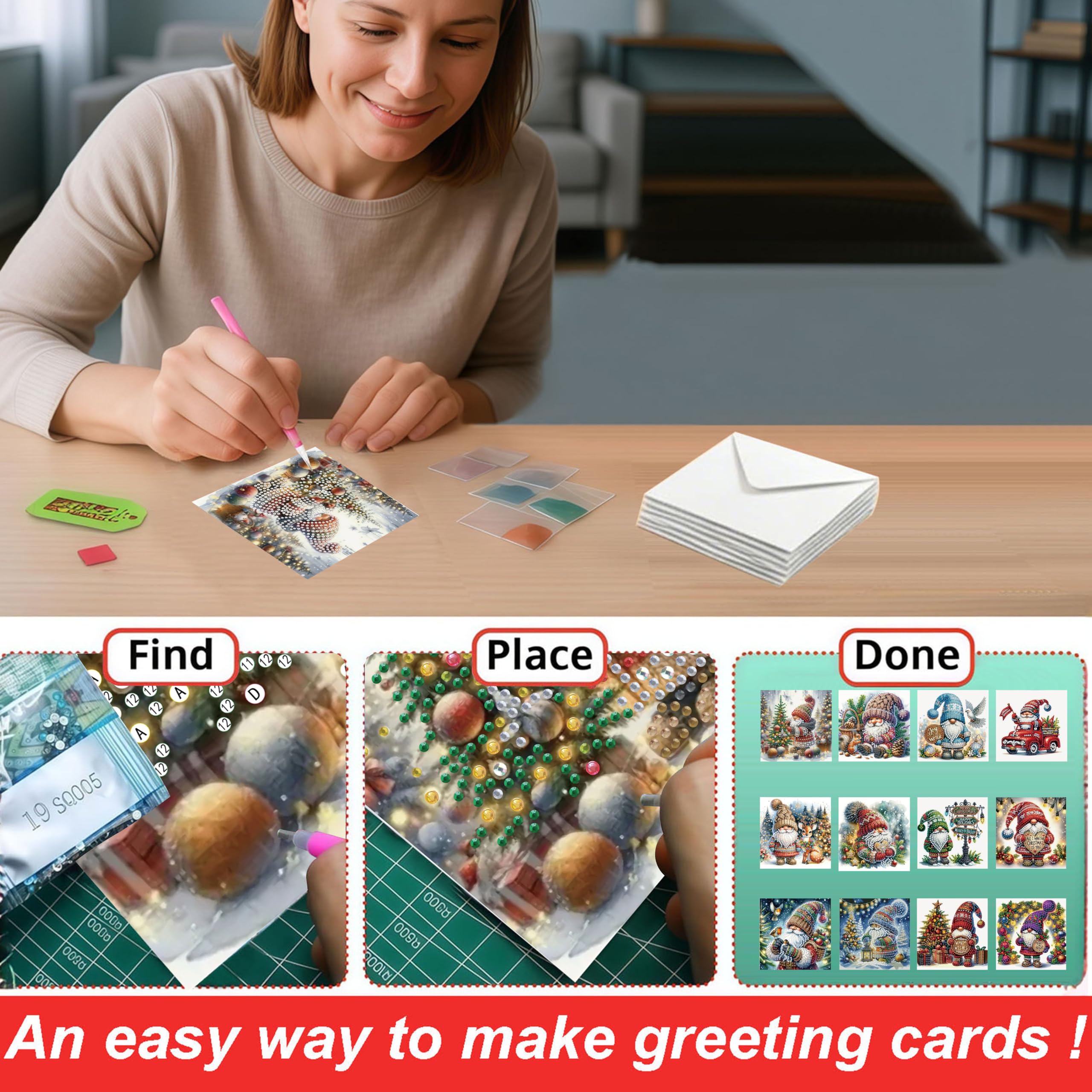 Diamond Art Christmas Cards - DIY Holiday Craft Kits -4