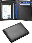 Bifold Slim Men Wallet Genuine Leather Thin, RFID Blocking Wallets for Men with ID Window (Black)