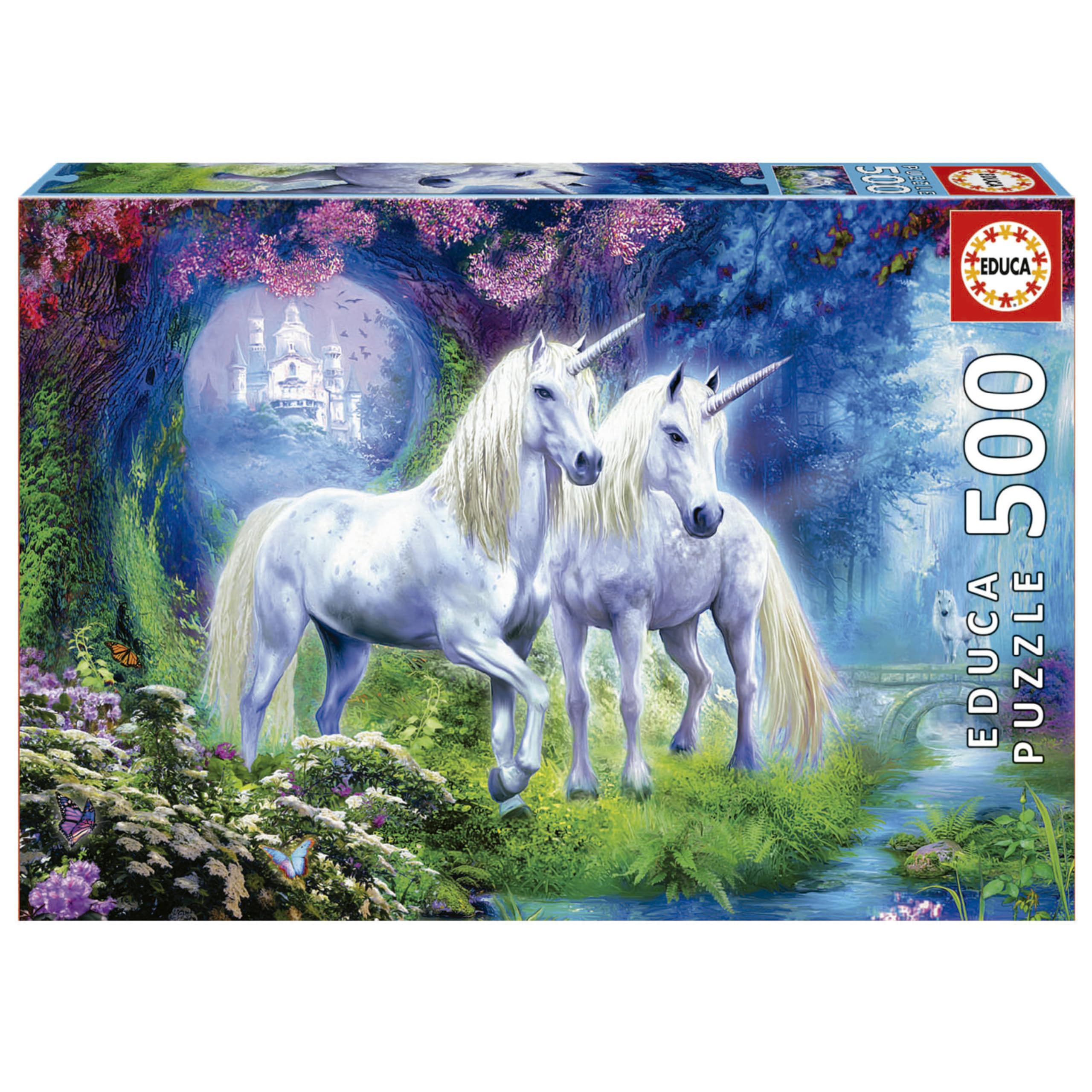 Educa Borras 17648 76564 500 piece Unicorns in the Forest jigsaw puzzle Multi