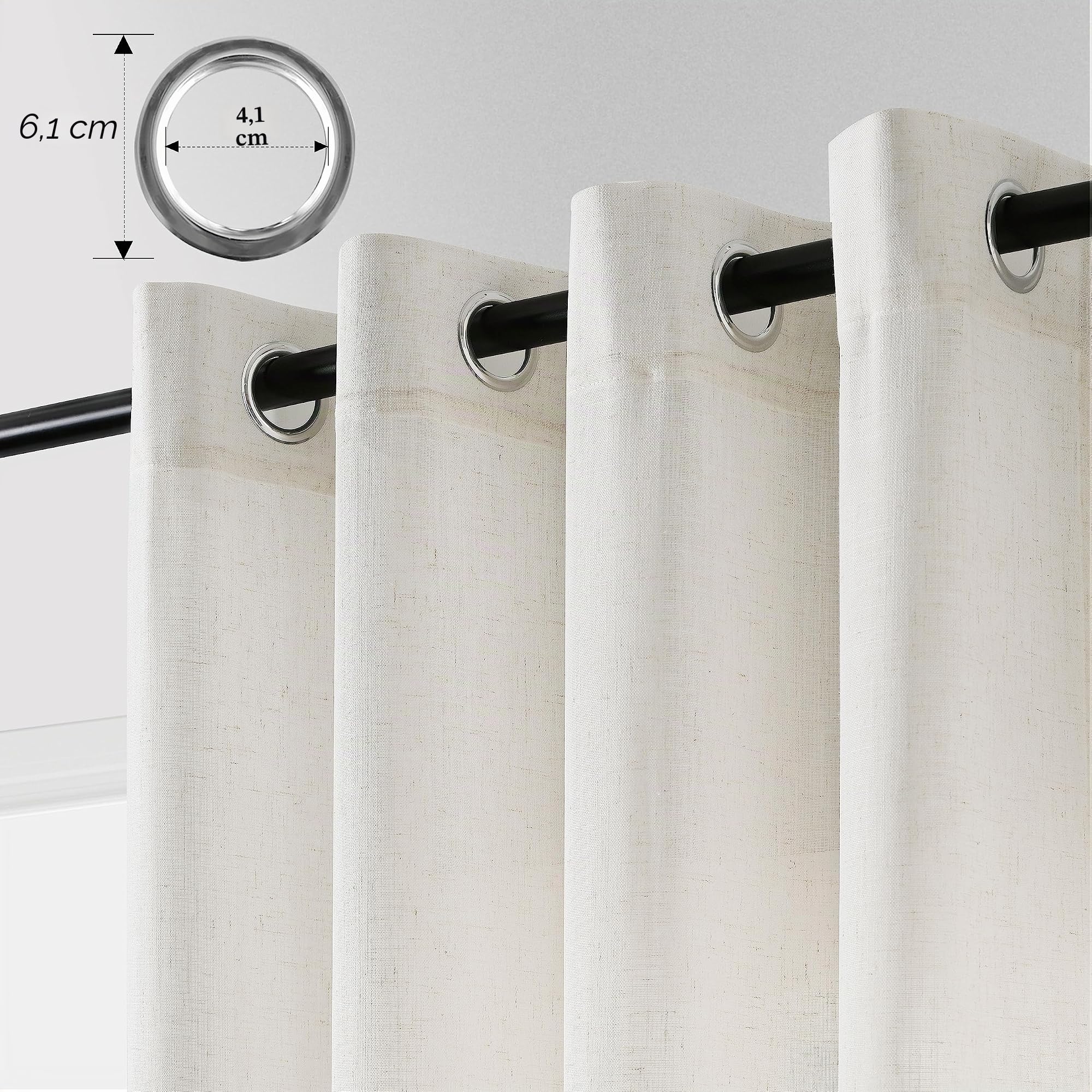 Tende in lino da 330 cm per soffitto alto soggiorno camera da letto 2 pannelli tende su misura con occhielli semi velate filtranti luce extra lunghe 332 cm per finestre a 2 piani, avorio crema 3,9 m
