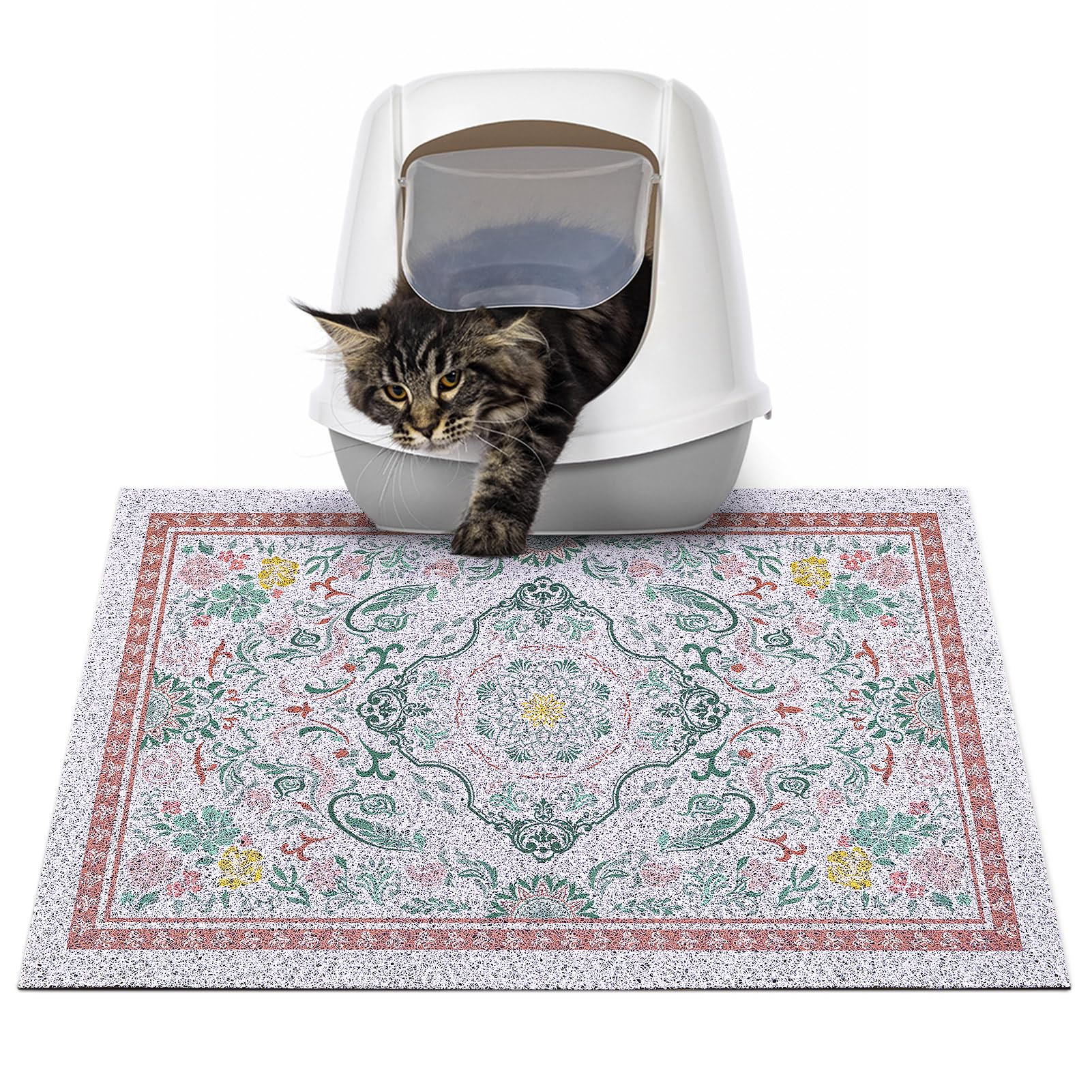 Glittme Cat Litter Mat with Non-Slip Bottom Litter Box Mat 24"X15" Litter Trapping Mat Easy to Clean Washable Cat Food Mat for Kitty,S — image 1