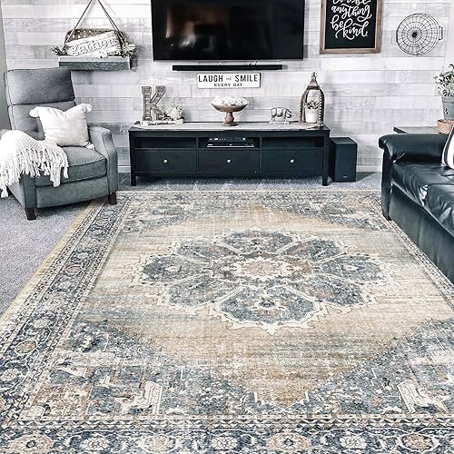 Miniatura 2 de YOUFORTONG Alfombra de área lavable, antideslizante, estilo bohemio, resistente a las manchas para sala de estar, comedor, dormitorio, pelo bajo y