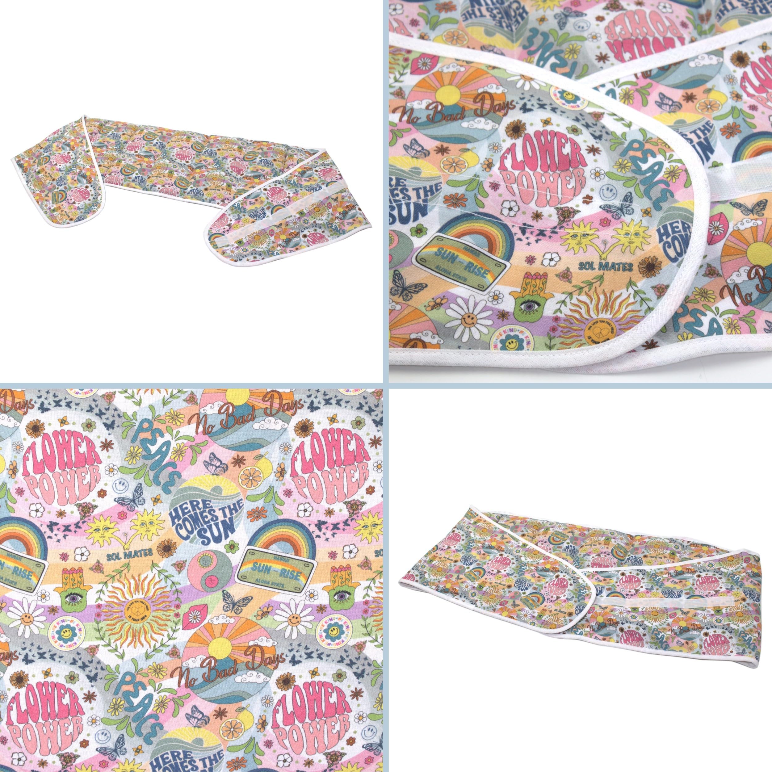Cuscino termico cintura, semi di grano e segale bio (Lunghezza totale: 135cm, Flower Power, Cotone Bio) Grande cuscino riscaldabile, caldo e freddo - microonde, forno e frigorifero