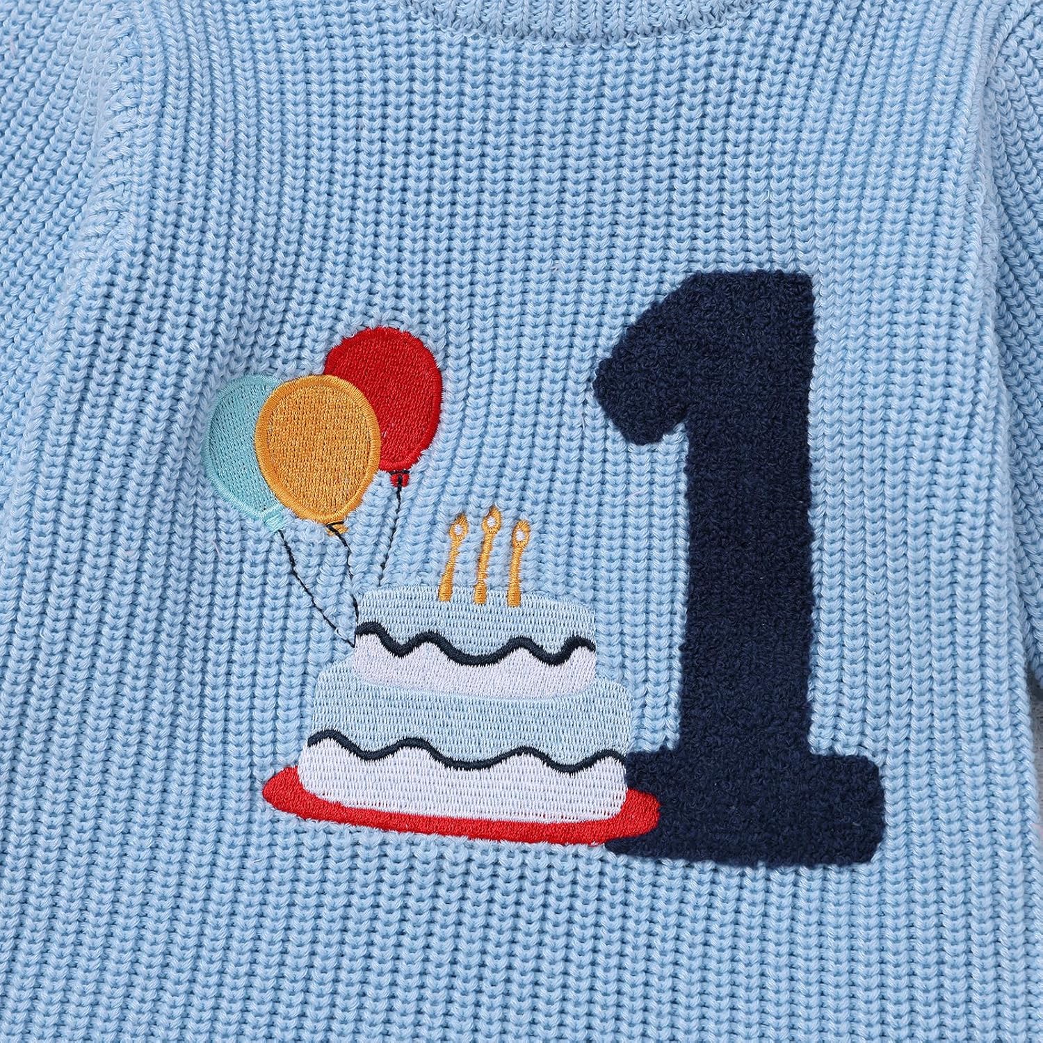 AWIBMK 赤ちゃん 女の子 男の子 1歳の誕生日 衣装 刺繍 ニット セーター ロンパース かぎ針編み トップス 帽子 秋冬 ケ