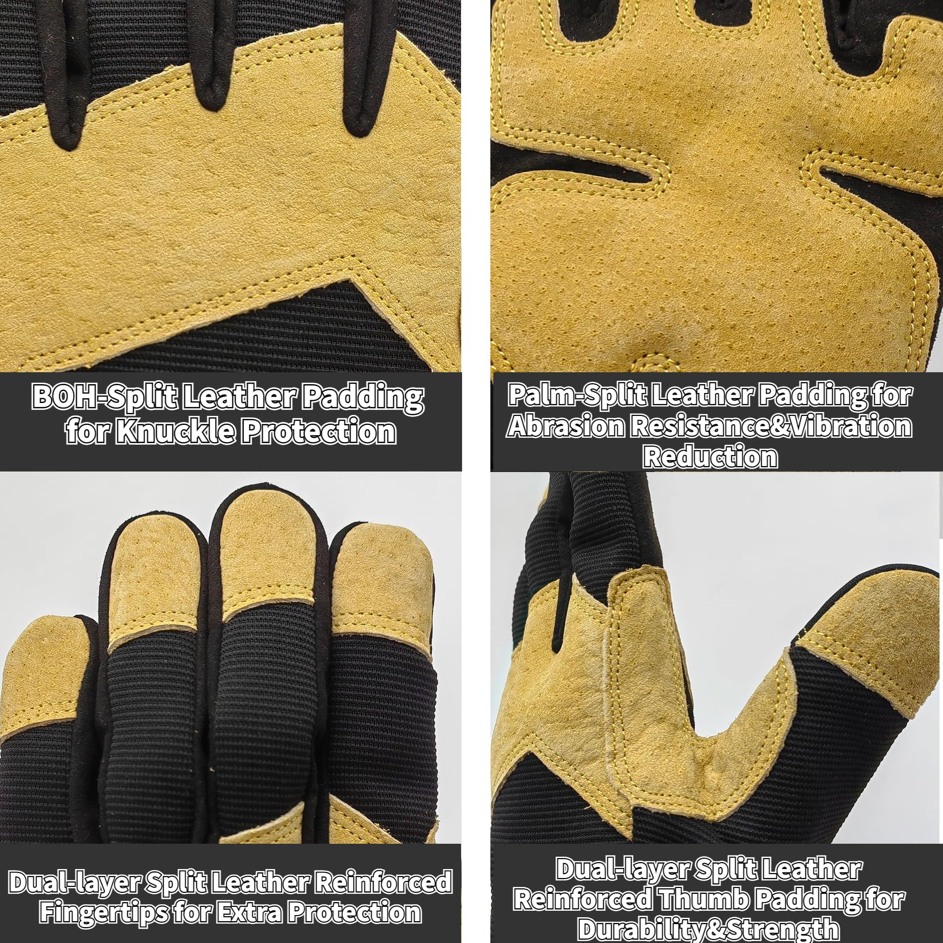 Gants de travail pour homme, haute dextérité multi-usages, excellente prise en main, noir et jaune, taille L