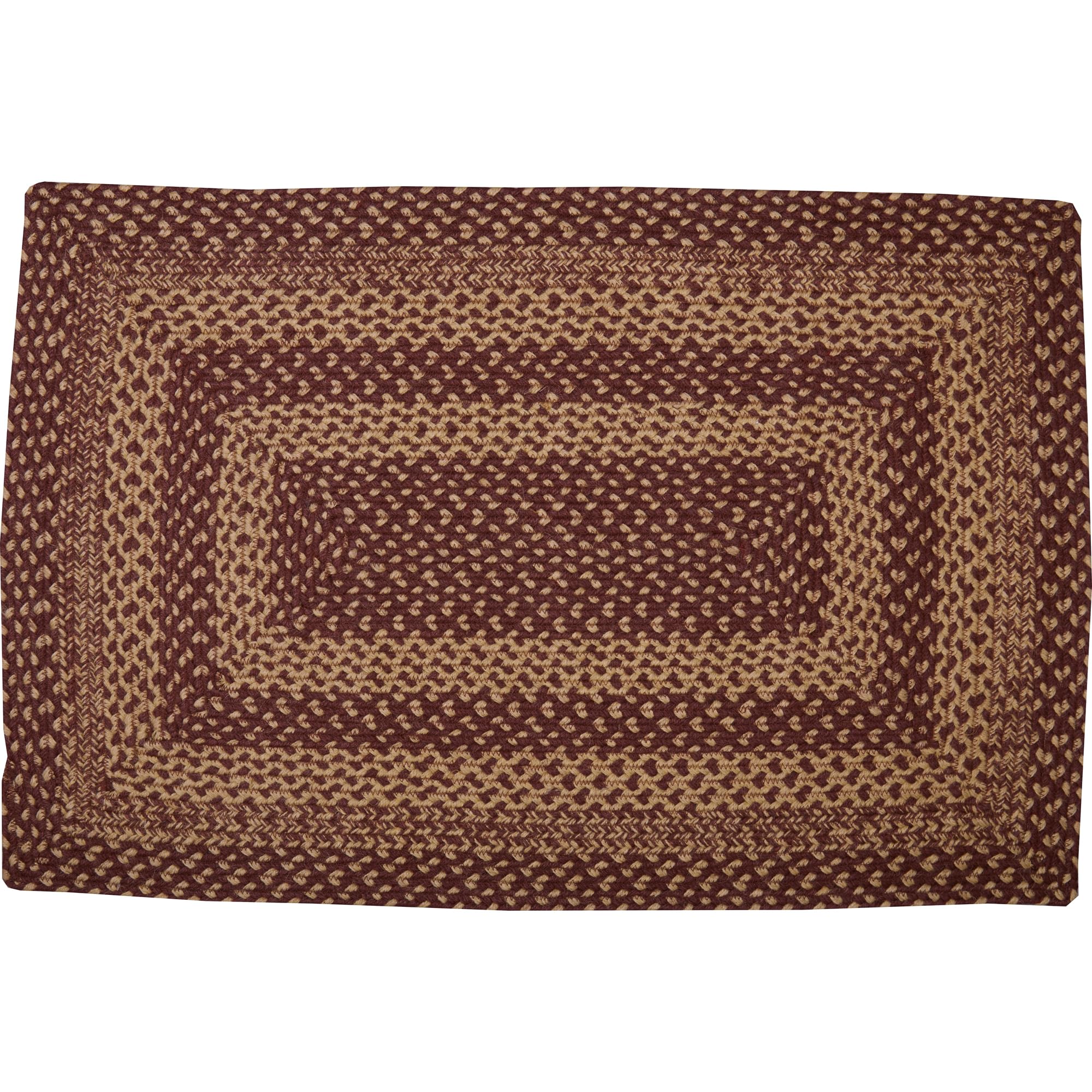 VHC Brands Burgundy Tan Jute Rug Rect w/Pad 20x30 (Rect 24x36)
