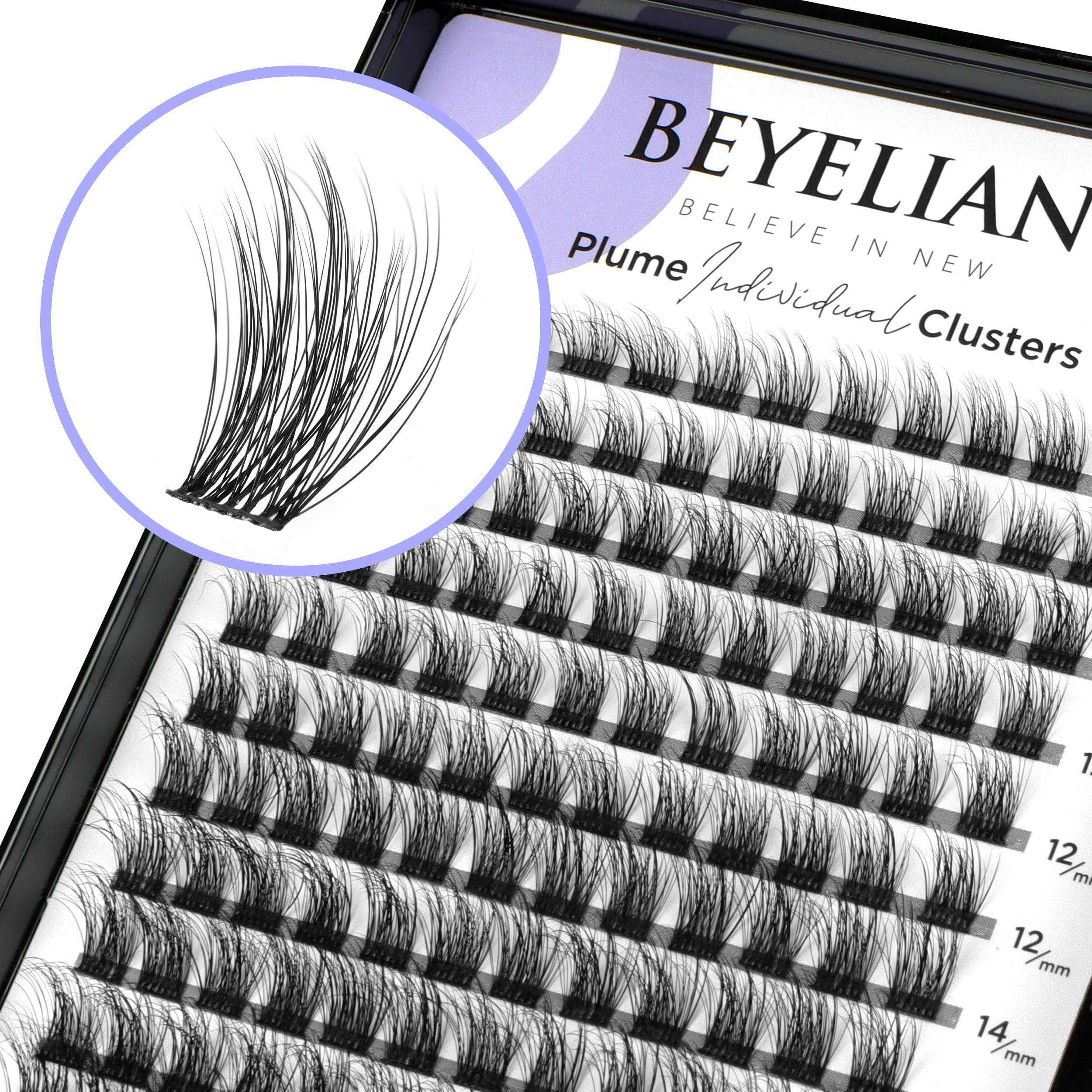 BEYELIAN Pestañas Postizas Cluster Lashes DIY Eyelash Extensions 144 Clusters Lashes C Curl LASH Fluffy Mega 3D Volume Pestañas Individuales Wispy Lashes Cluster DIY at Home (ZG04)
