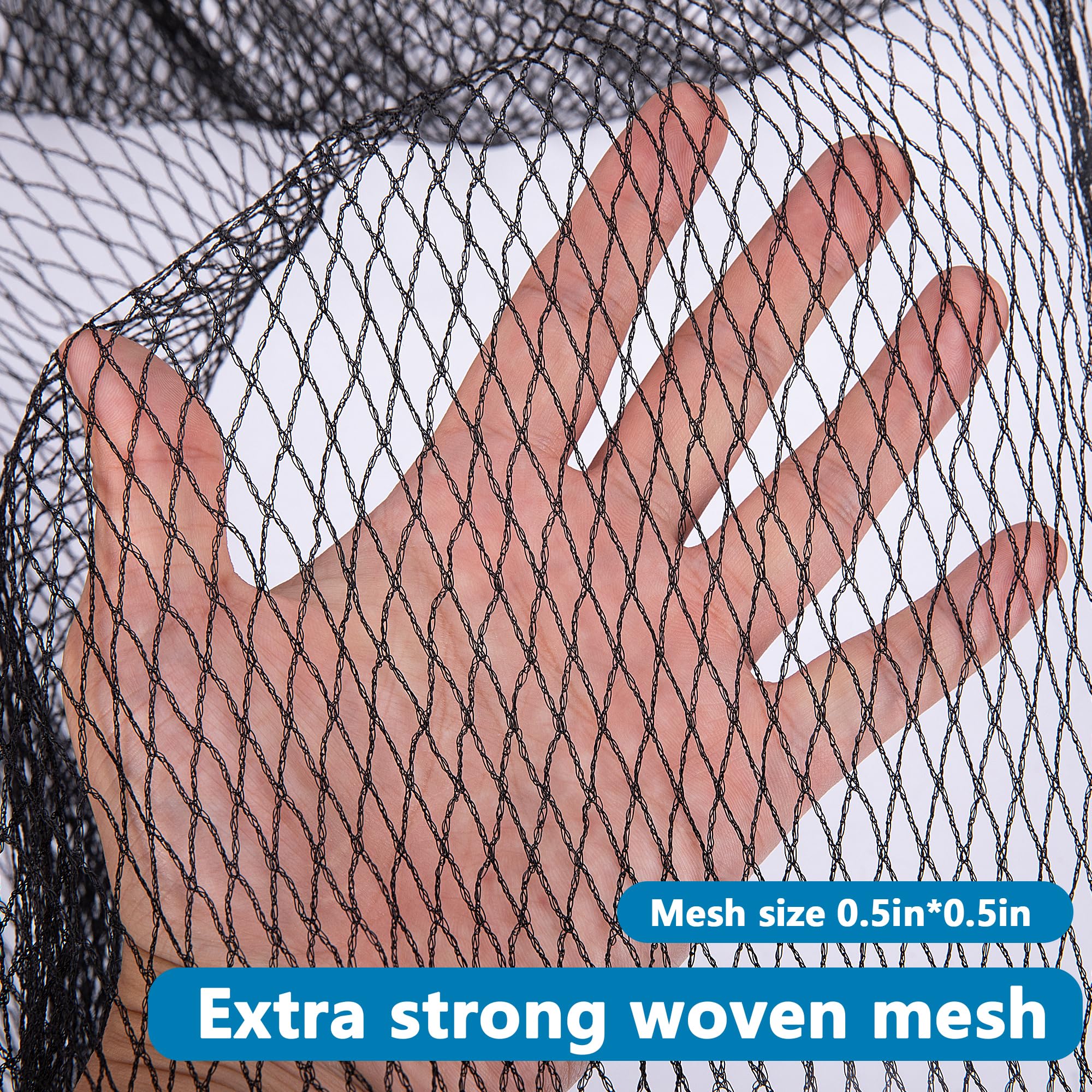 Adnee 21 Feet Round Pool Leaf Net Cover - Pool Safety Net with 12 Pcs Swimming Pool Cover Clips - Winter Cover Mesh Cover for 18FT Above Ground Pool, Keeps Leaves Out of Your Pool