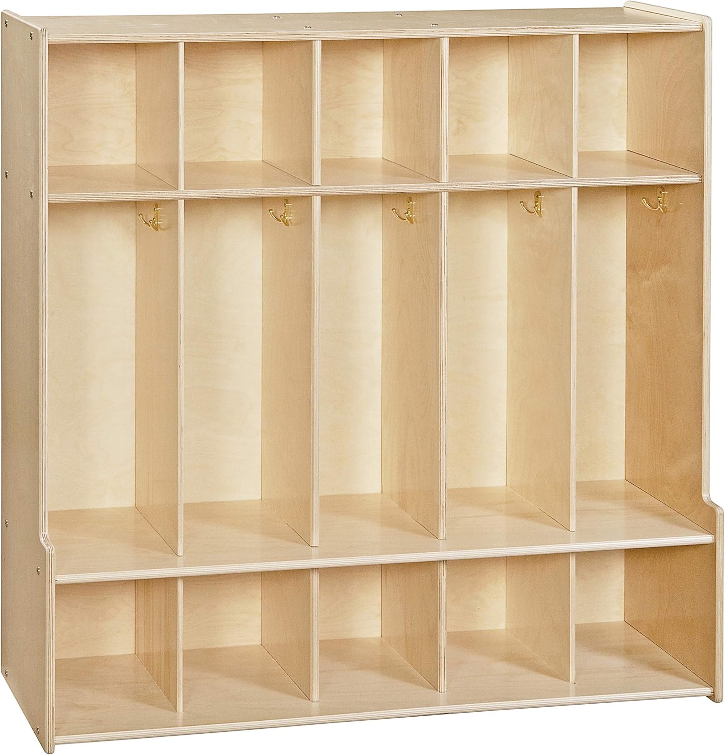 Contender 5-Section Coat Locker with Bench & Cubby Storage for Kids, Backpack Organizer with Cubbies Storage for Daycare, Preschool, Kindergarten [Natural]