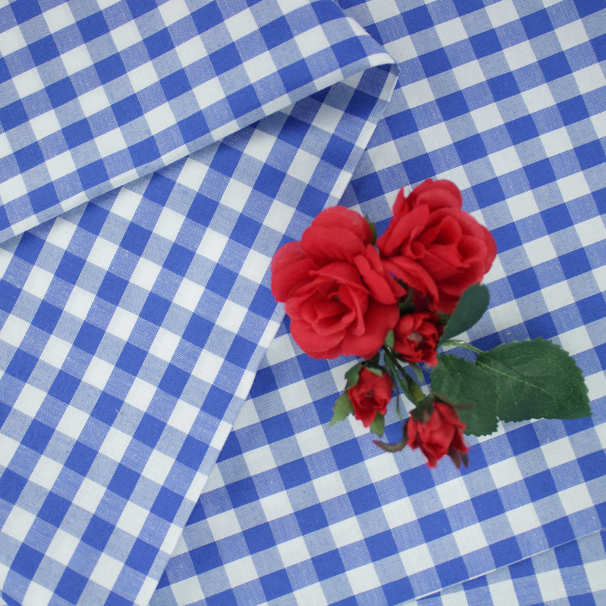 TELA DE VICHY DE CUADROS GRANDES DE ANCHO 160cm POR METRO (AZUL, 5)
