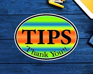 Tips Thank You Sticker 4" x 3" Vinyl Decal Tip Bar Coffee Restaurant are Appreciated Indoor Or Outdoor