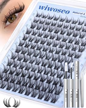Wispy Lash Clusters Kit Natural Eyelash Clusters C Curl 10-16mm | Lash Extension Kit Natural Eyelashes Extensions Lashes Cluster Kit with Bond and Seal and Tweezers, 120 pcs