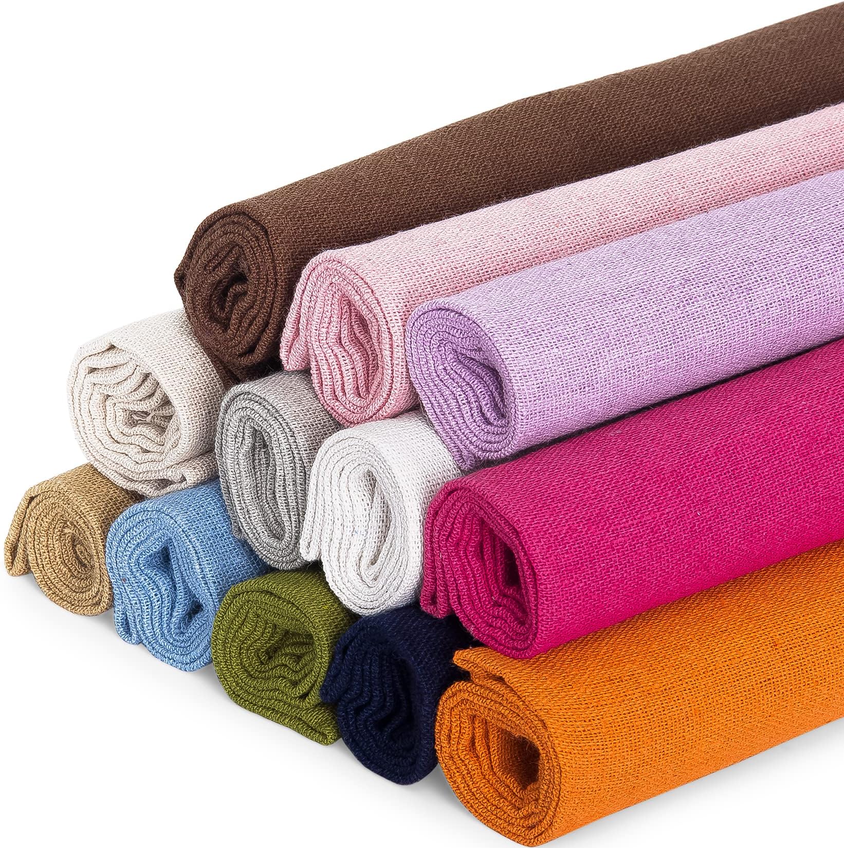 12 Pcs/Set Linen Needlework Fabric, Embroidery Quilting Square (19 x 19 Inch) for Garments Crafts Accessories, Backing Material, Sewing and Draping