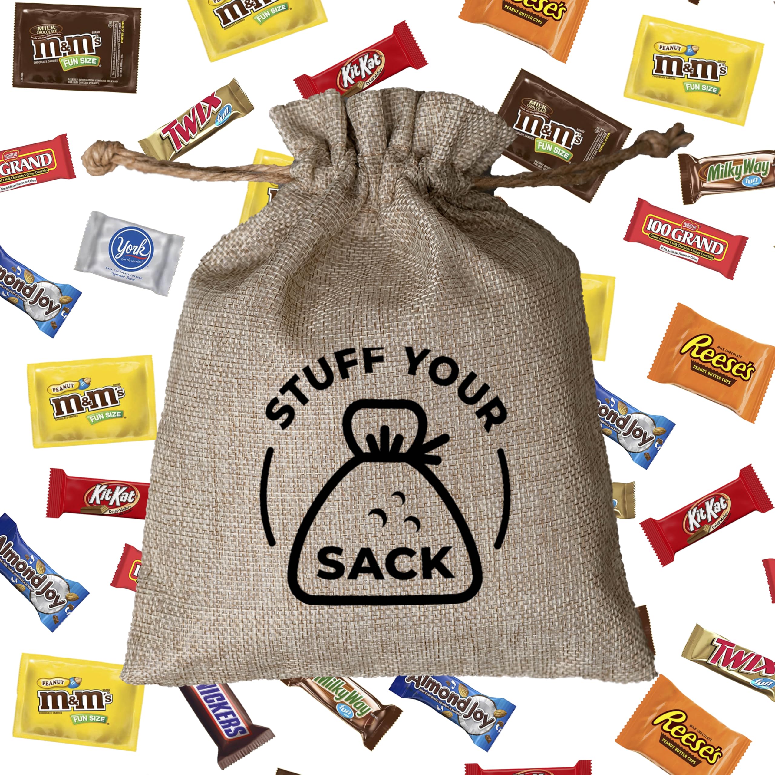 Halloween Chocolate Variety Pack – 5 lb Bulk Care Package with 135 Individually Wrapped Treats – Assorted Mini Chocolate Bars by Stuff Your Sack