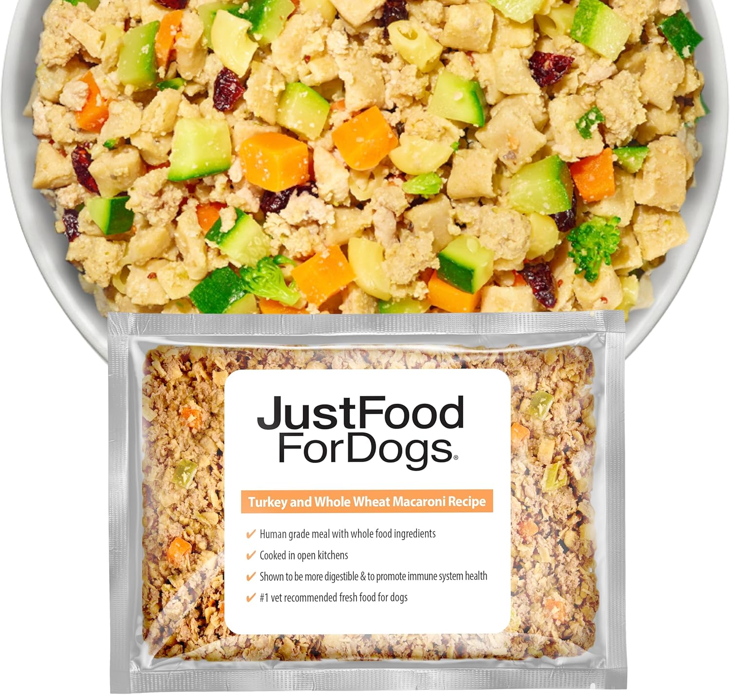 JustFoodForDogs Frozen Fresh Turkey & Whole Wheat Macaroni Dog Food