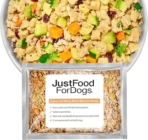 JustFoodForDogs Alimento fresco congelado para perros, comida completa o alimento para perros, receta de alimento para perros de pavo y trigo