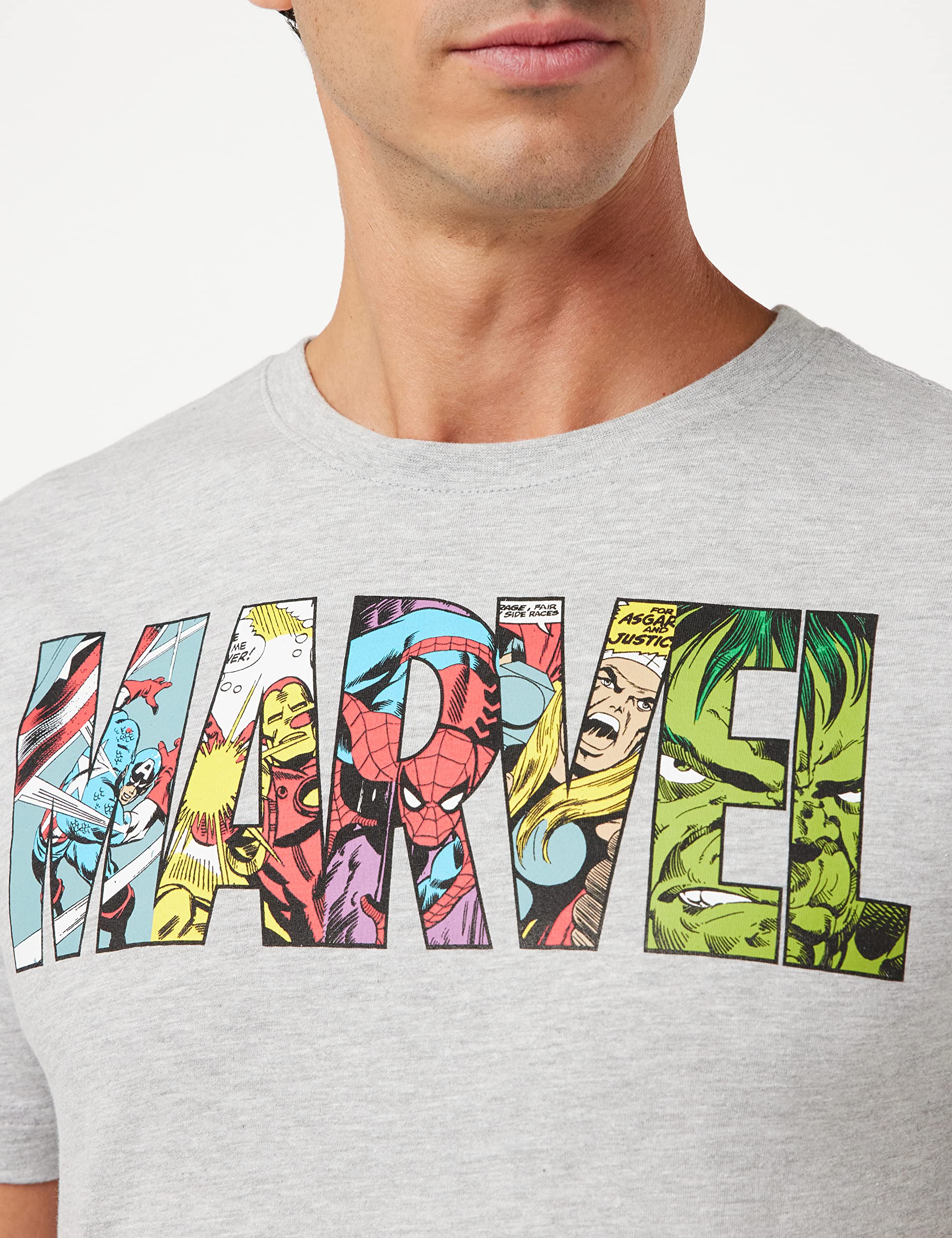Marvel Men's Comic Strip Logo T-Shirt