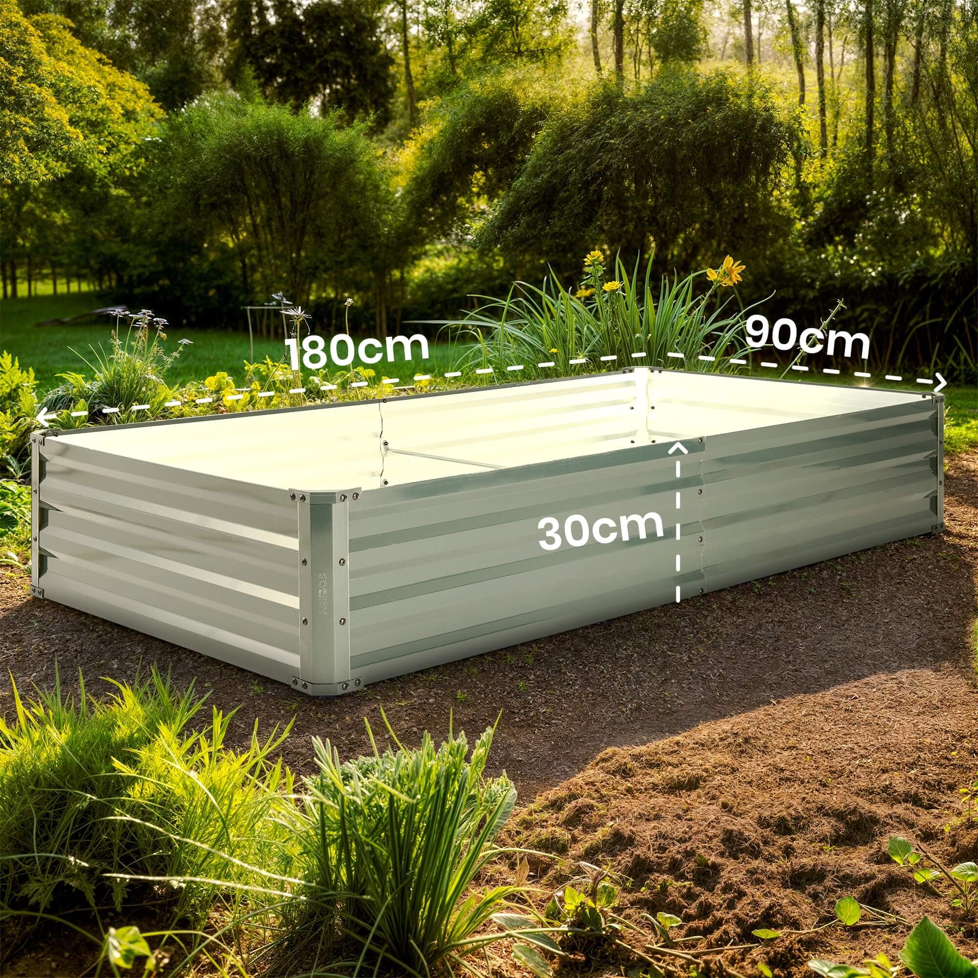 Arebos Hochbeet Metall 2er Set 180x90x30 cm | Gartenbeet aus verzinktem Stahl | Pflanzbeet wetterfest & rostfrei | Rechteckiges Gemüsebeet für Garten & Terrasse | Hochbeet Bausatz ohne Boden