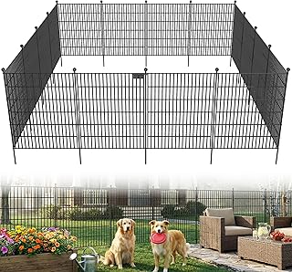 10 Panels No Dig Garden Fence with Gate, 32 in(H) X24.2 ft(L) Metal Fence Panels, Thickened Rustproof Garden Fencing, Animal Barrier Fence for Dogs, Rabbits, and Patio