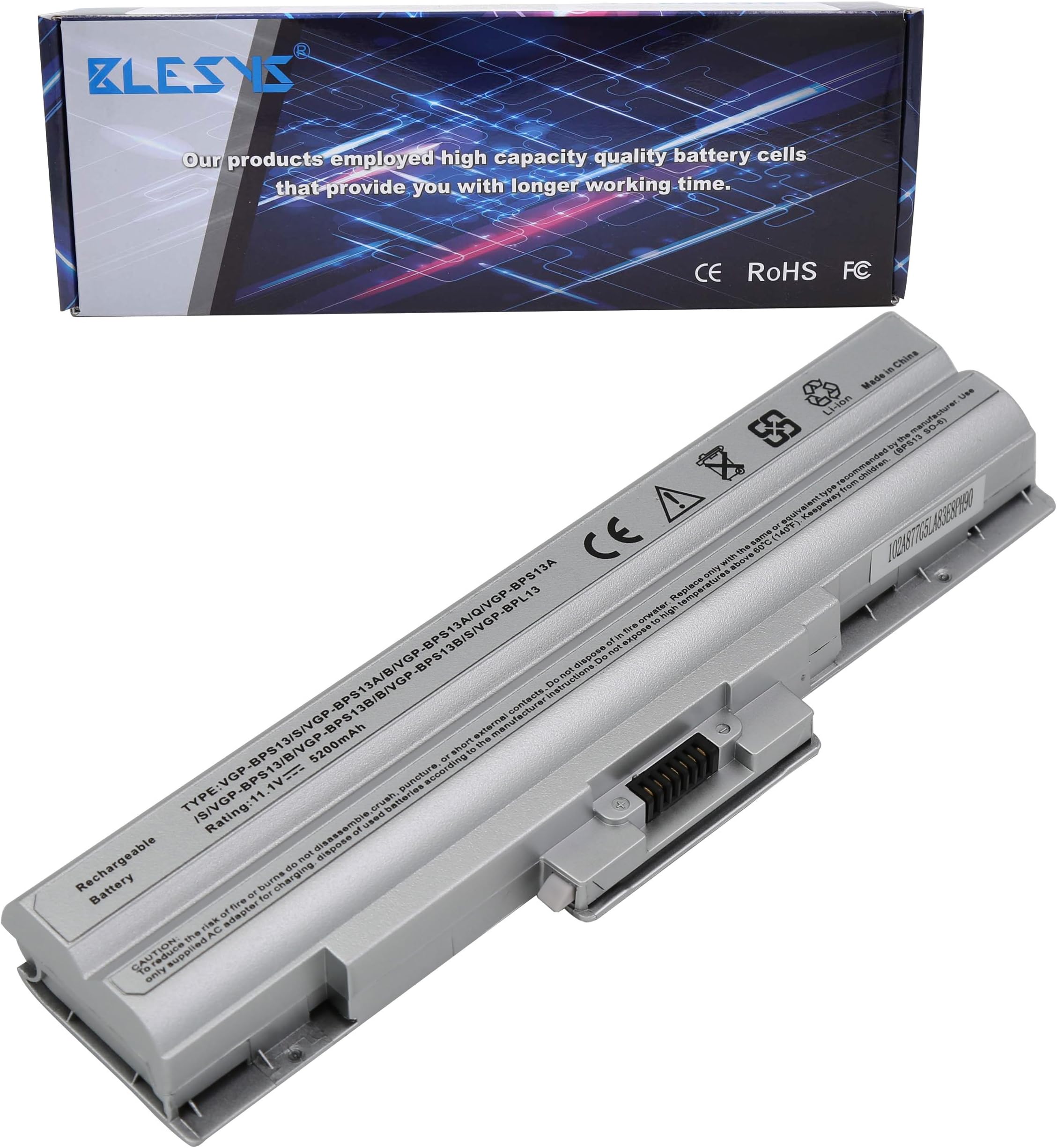 BLESYS VGP-BPS13 Battery VGP-BPS13A VGP-BPS13AB VGP-BPS13B VGP-BPS13AS VGP-BPS13S VGP-BPL13 VGP-BPS21 VGP-BPS21A VGP-BPS21B Compatible with Laptop Battery SONY VAIO FW SR Series(6Cells Silver)